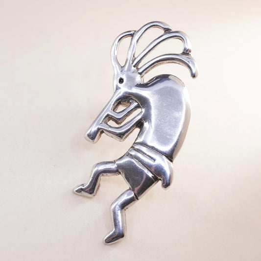 Vintage Native American single earring. Sterling 925 silver kokopelli stud