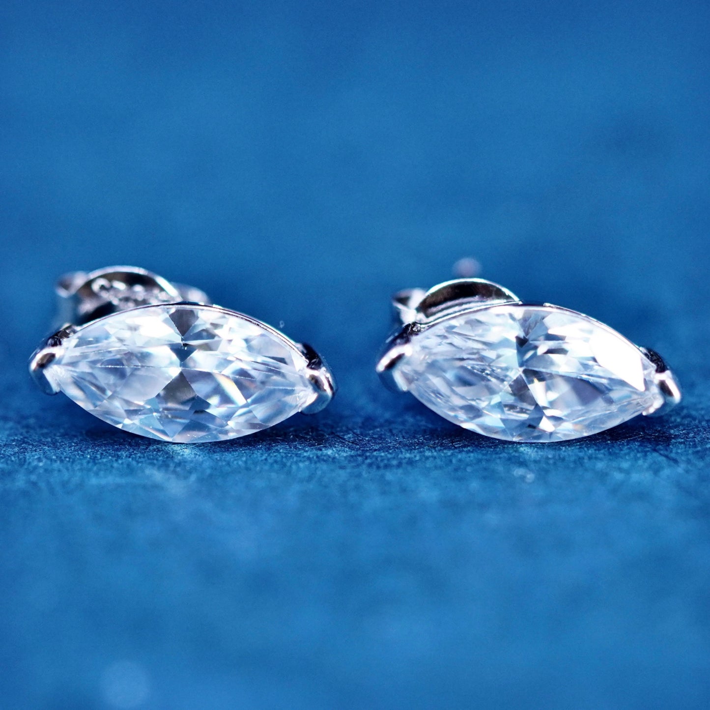 Sterling silver handmade earrings, 925 cz studs
