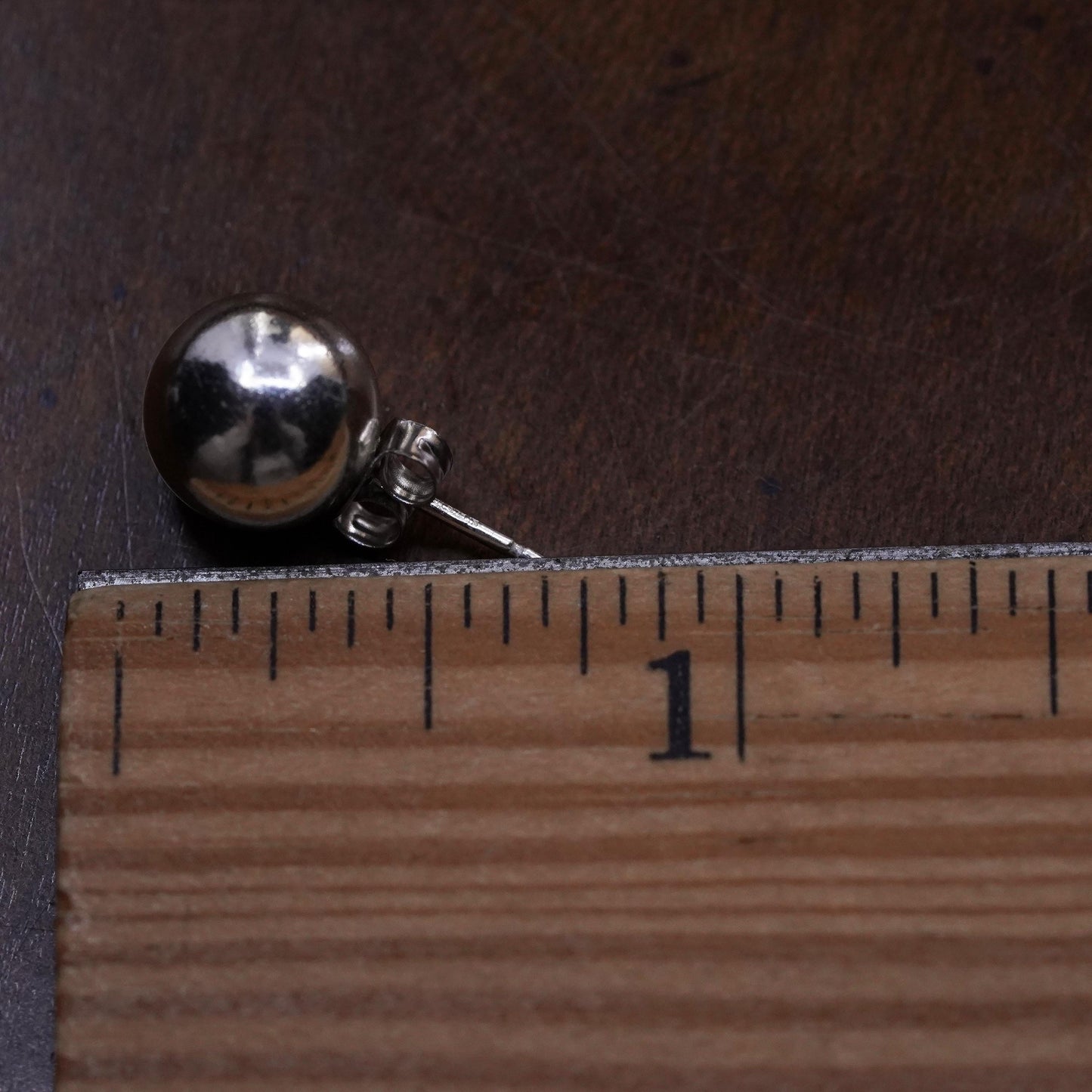 Vintage handmade single earring. Sterling 925 silver 10mm beads stud