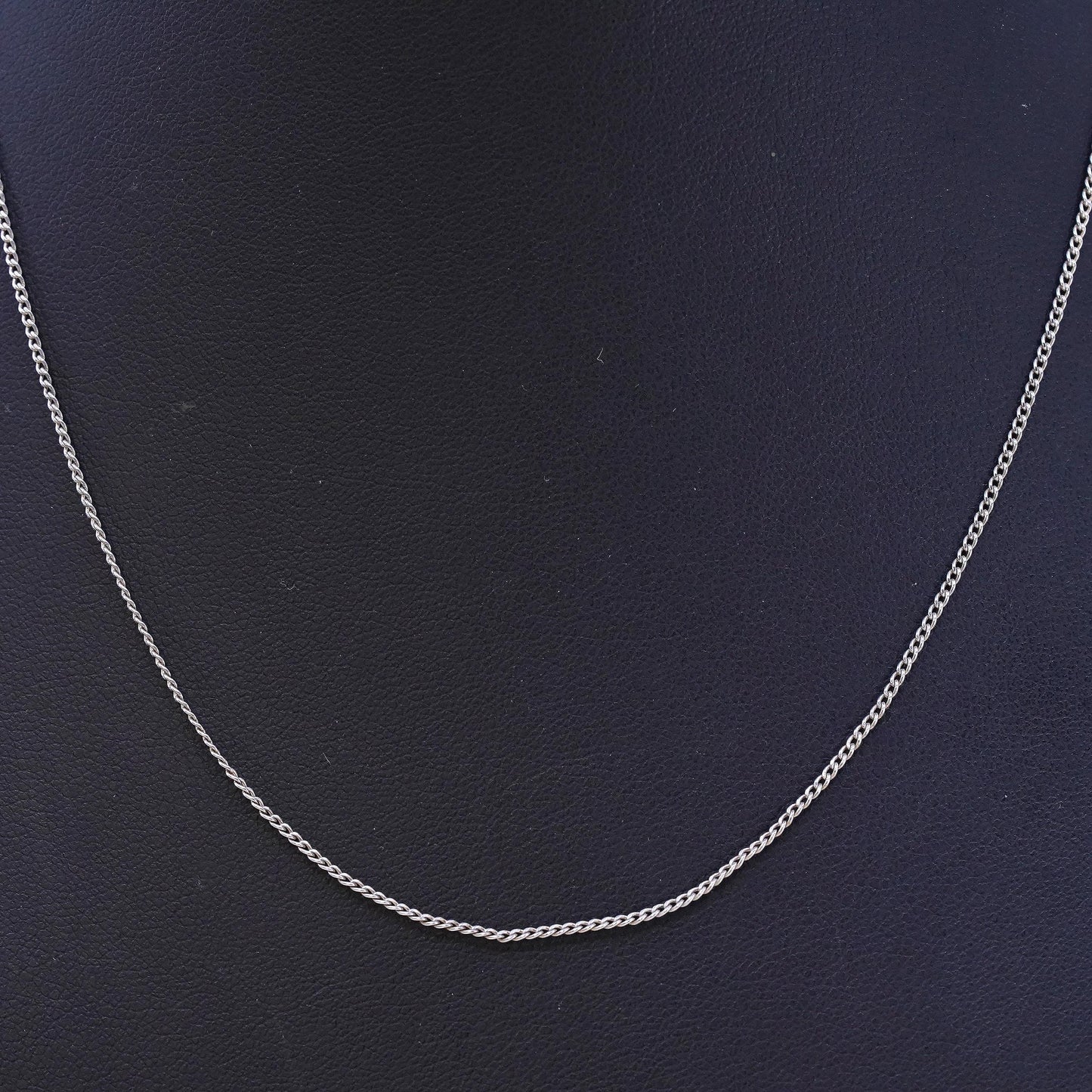 16" 1mm, vintage DQ sterling silver necklace, 925 curb chain