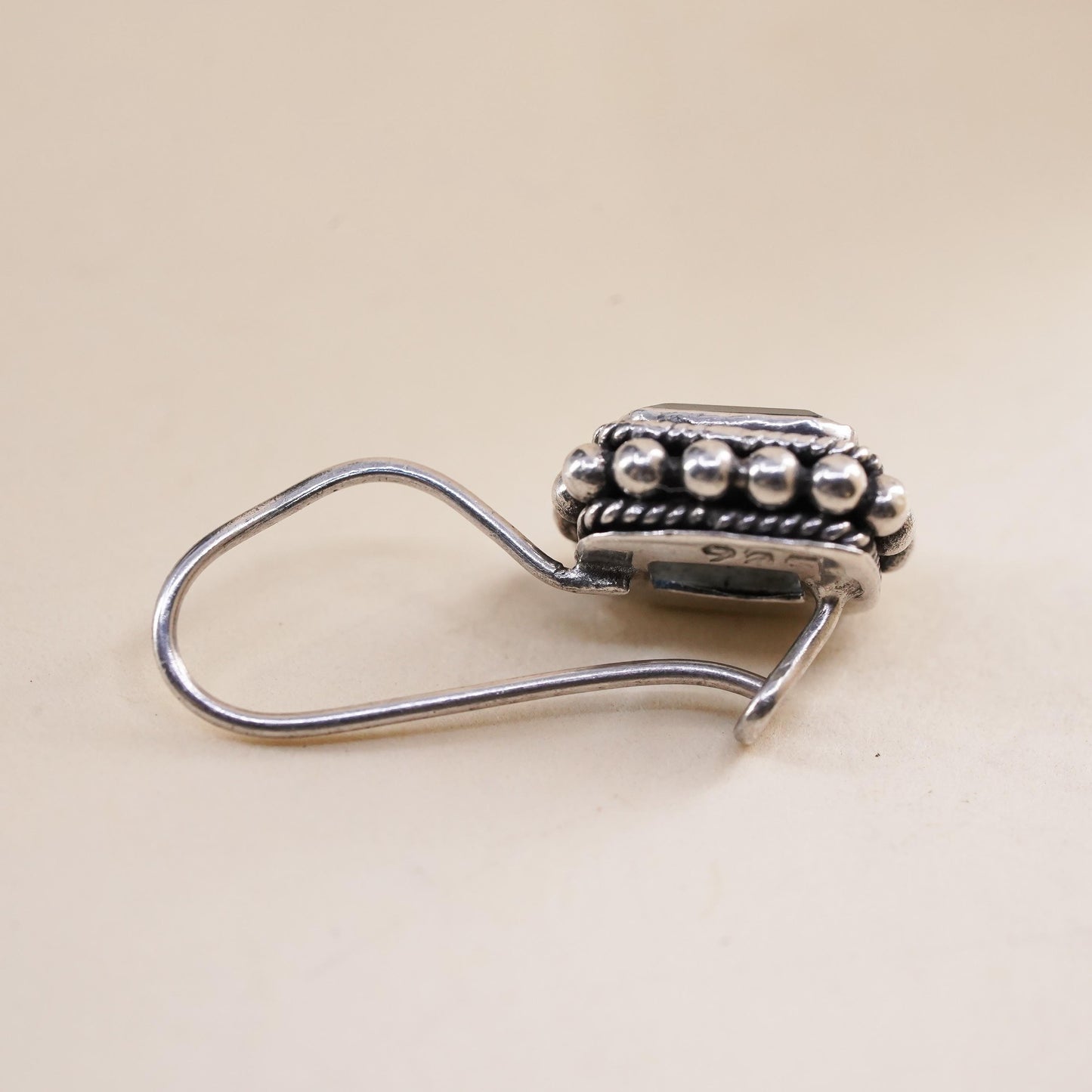 Southwestern sterling silver 925 handmade single earring with topaz and beads