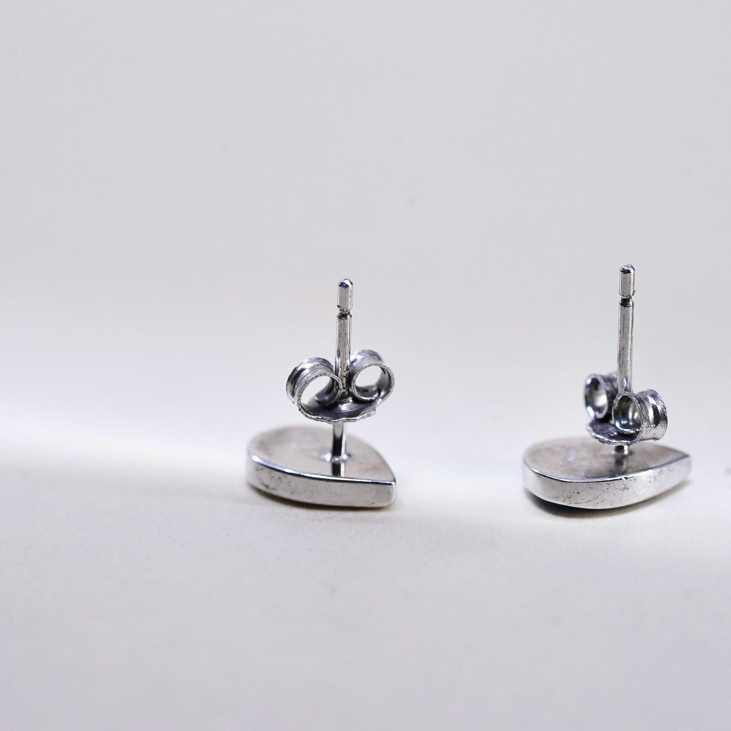 Vintage sterling silver handmade earrings, 925 teardrop studs with fire opal
