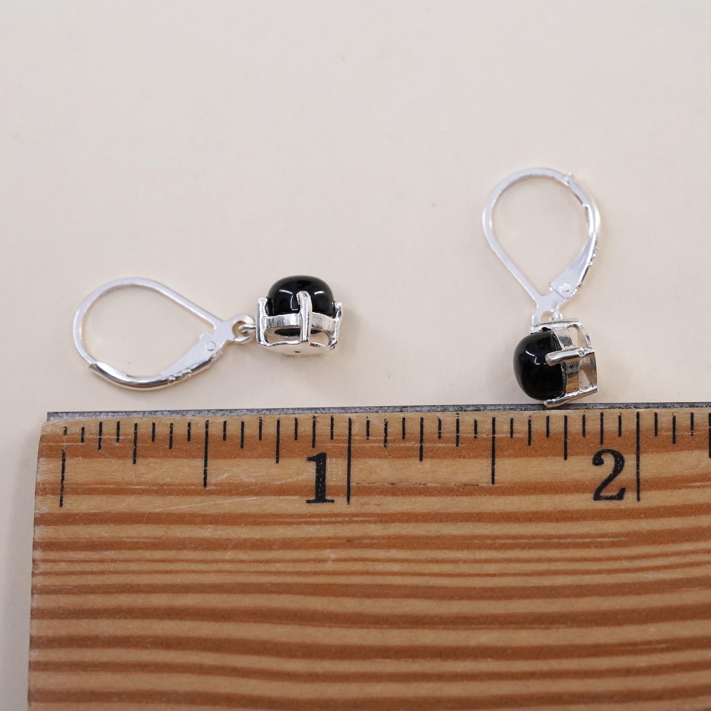 Vintage sterling 925 silver handmade earrings with onyx inlay