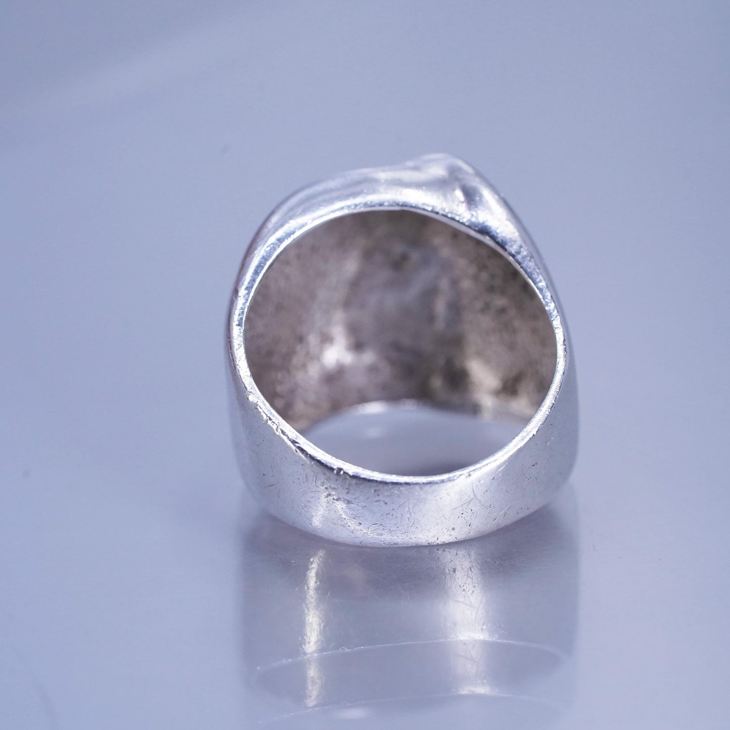 Size 6, vintage Sterling 925 silver handmade ring, modern ribbed band