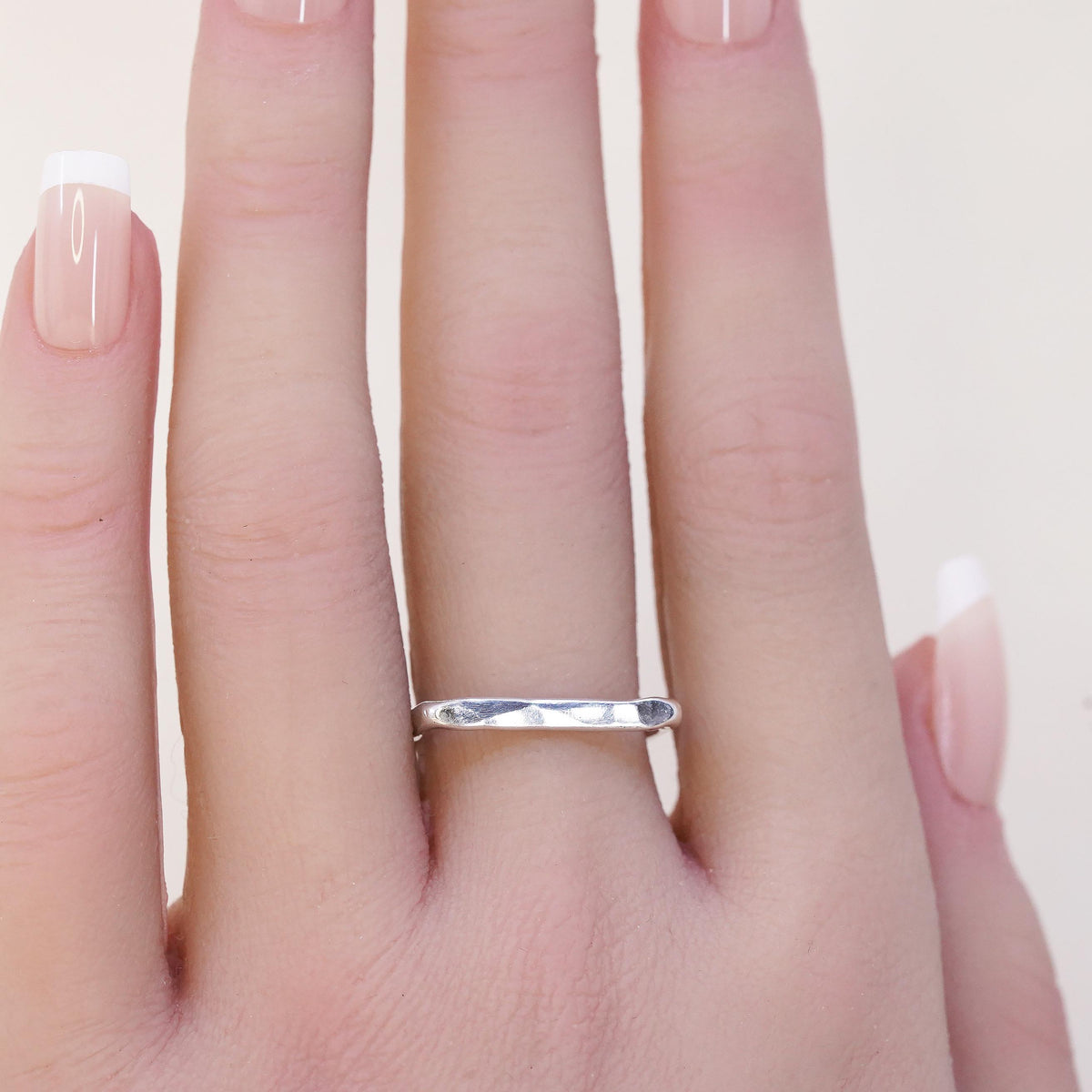 Size 6.5, vintage stackable Sterling silver ring, textured 925 square band