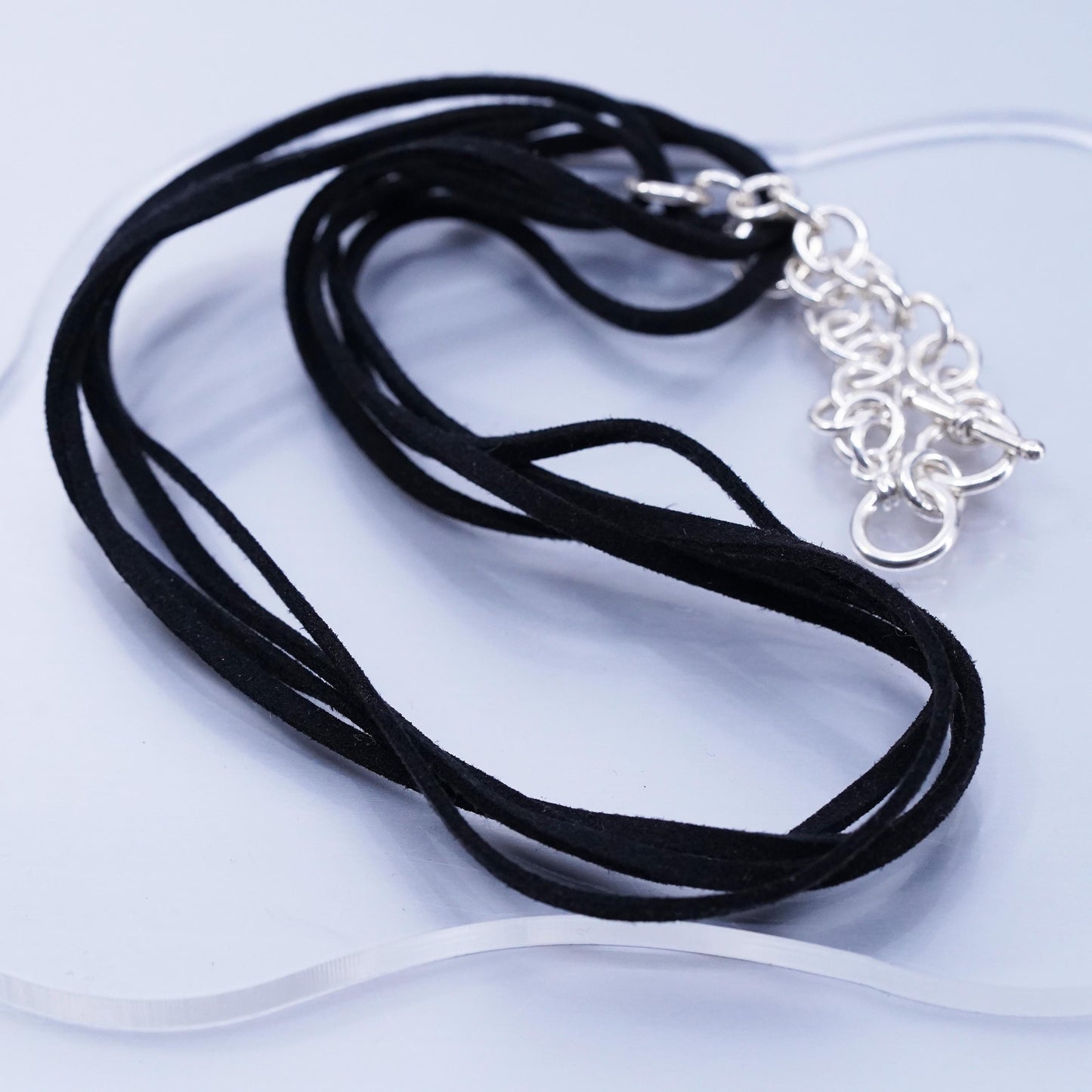 20”, Silpada N1107 Sterling 925 Silver Black Leather Multi Strand Necklace