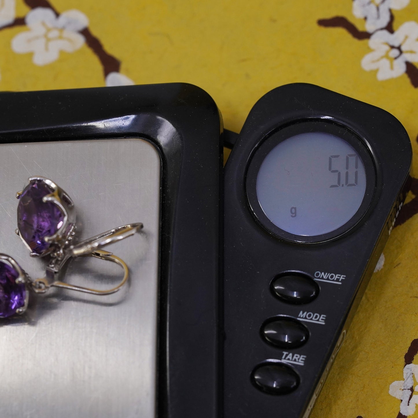 Vintage Sterling 925 silver handmade earrings with amethyst