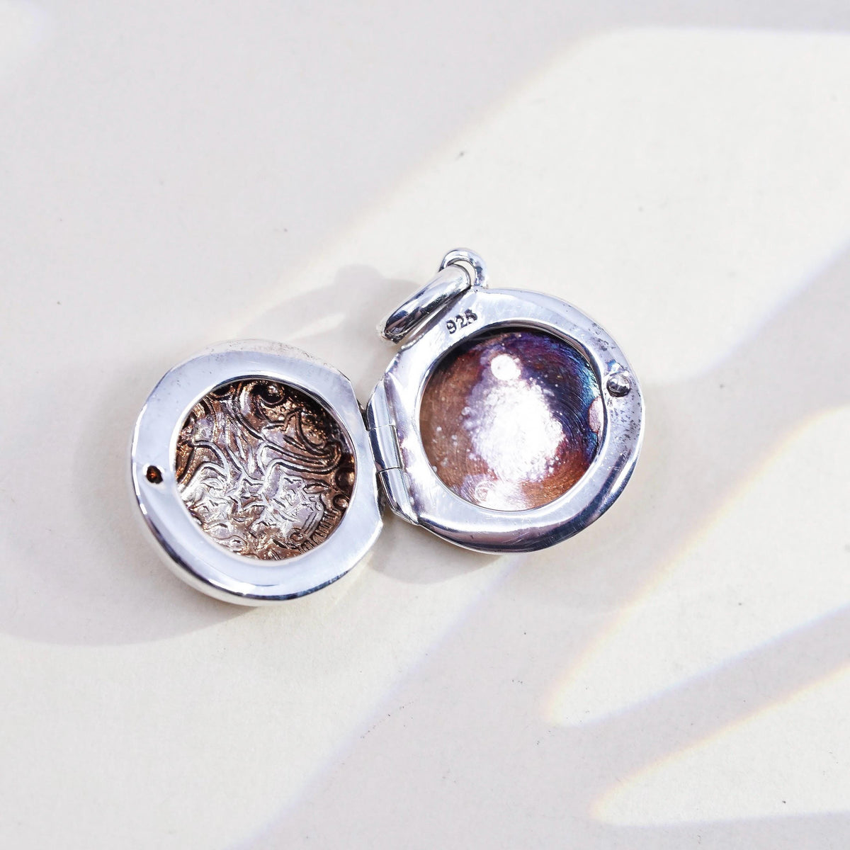 vintage Sterling silver handmade prayer box pendant, 925 photo locket charm