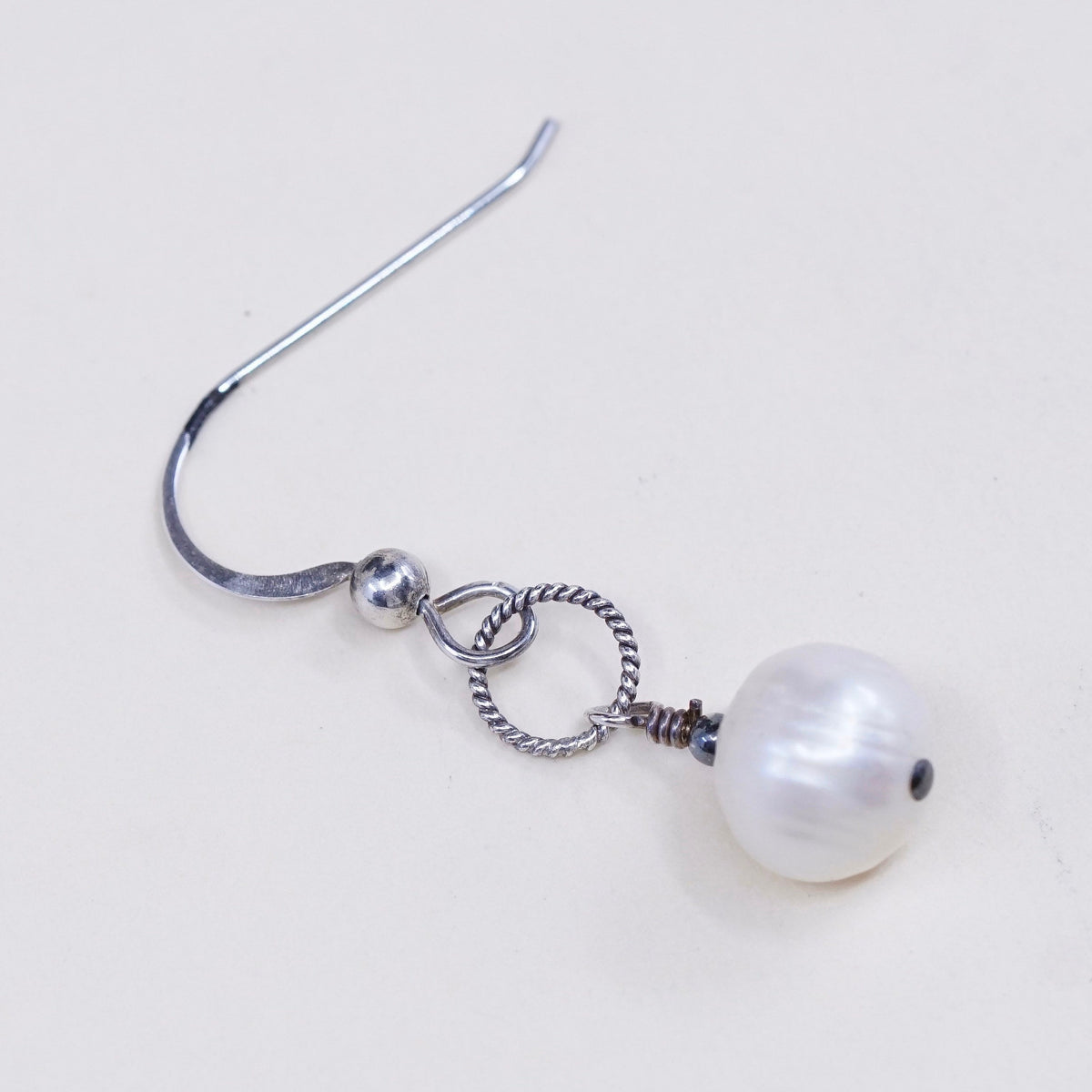 Vintage Sterling 925 silver handmade earrings with pearl drops
