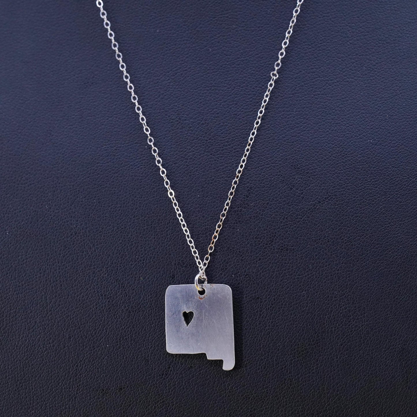 18", Sterling silver necklace, 925 flatten circle chain with tag heart pendant