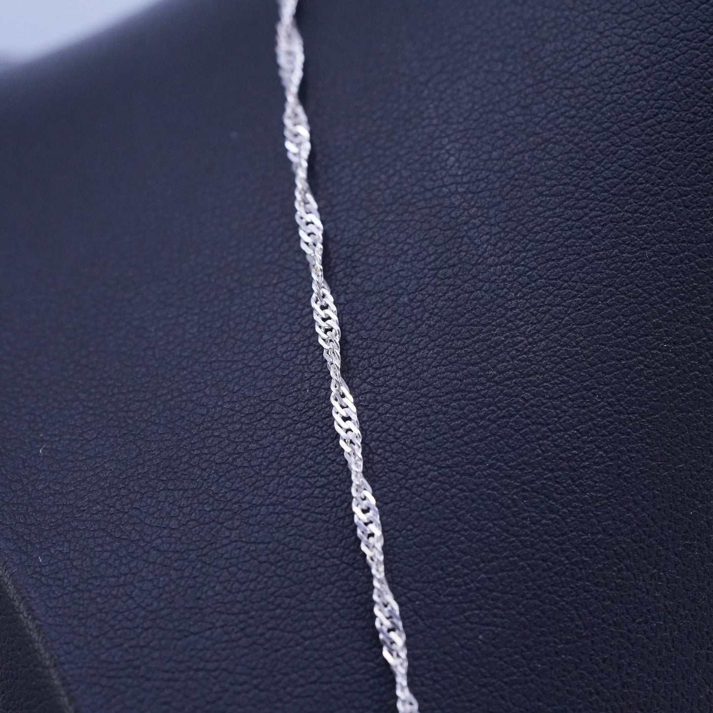 24” 2mm, vintage Italian Sterling 925 silver twisted curb chain necklace