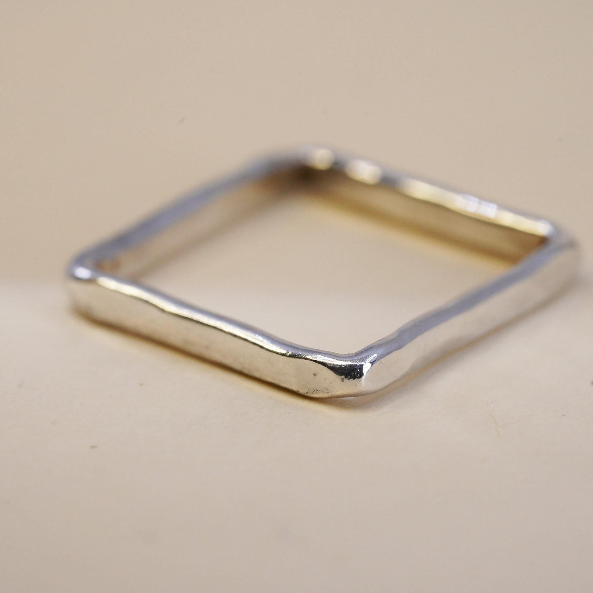 Size 6.5, vintage stackable Sterling silver ring, textured 925 square band