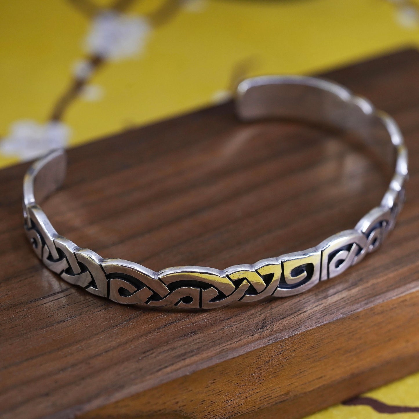 7.5”, Native American Sterling silver handmade bracelet, hopi 925 silver cuff