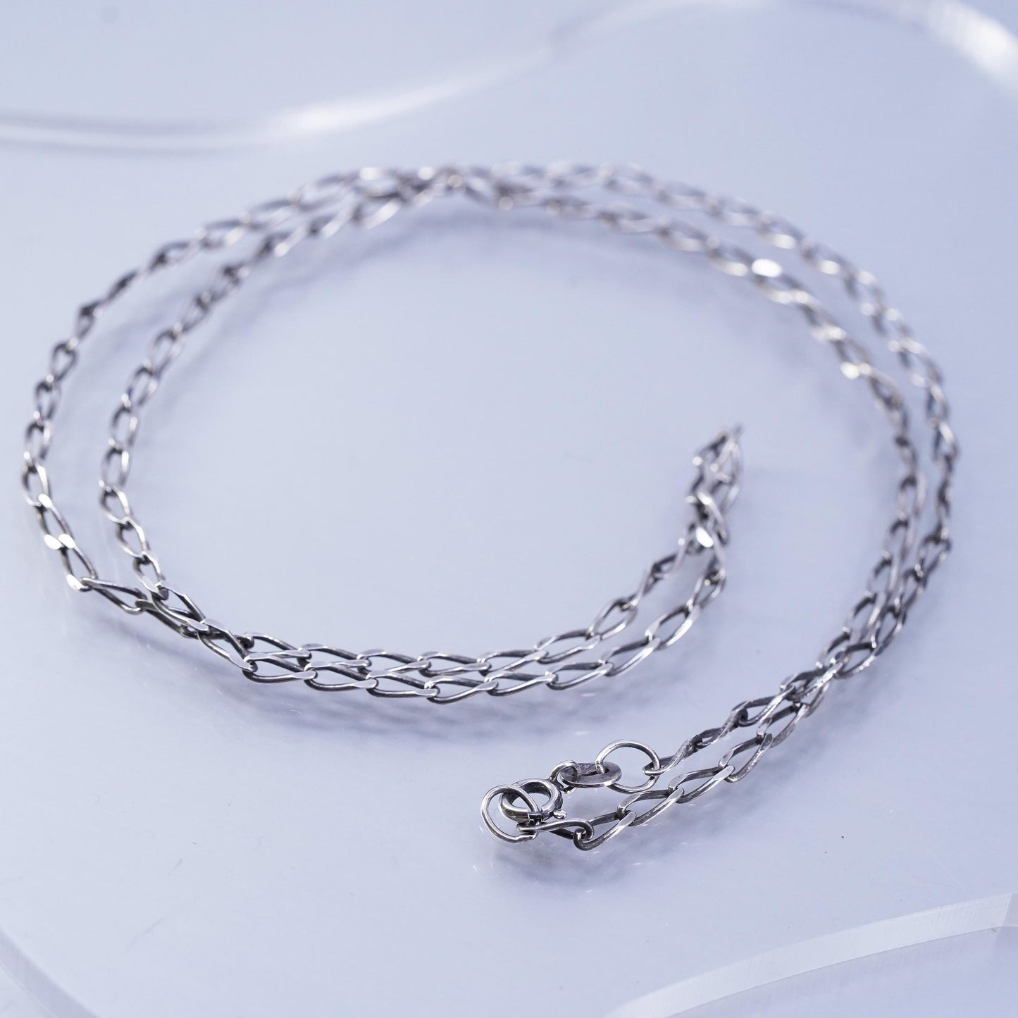 24” 3mm, vintage Mexico Sterling 925 silver curb chain necklace