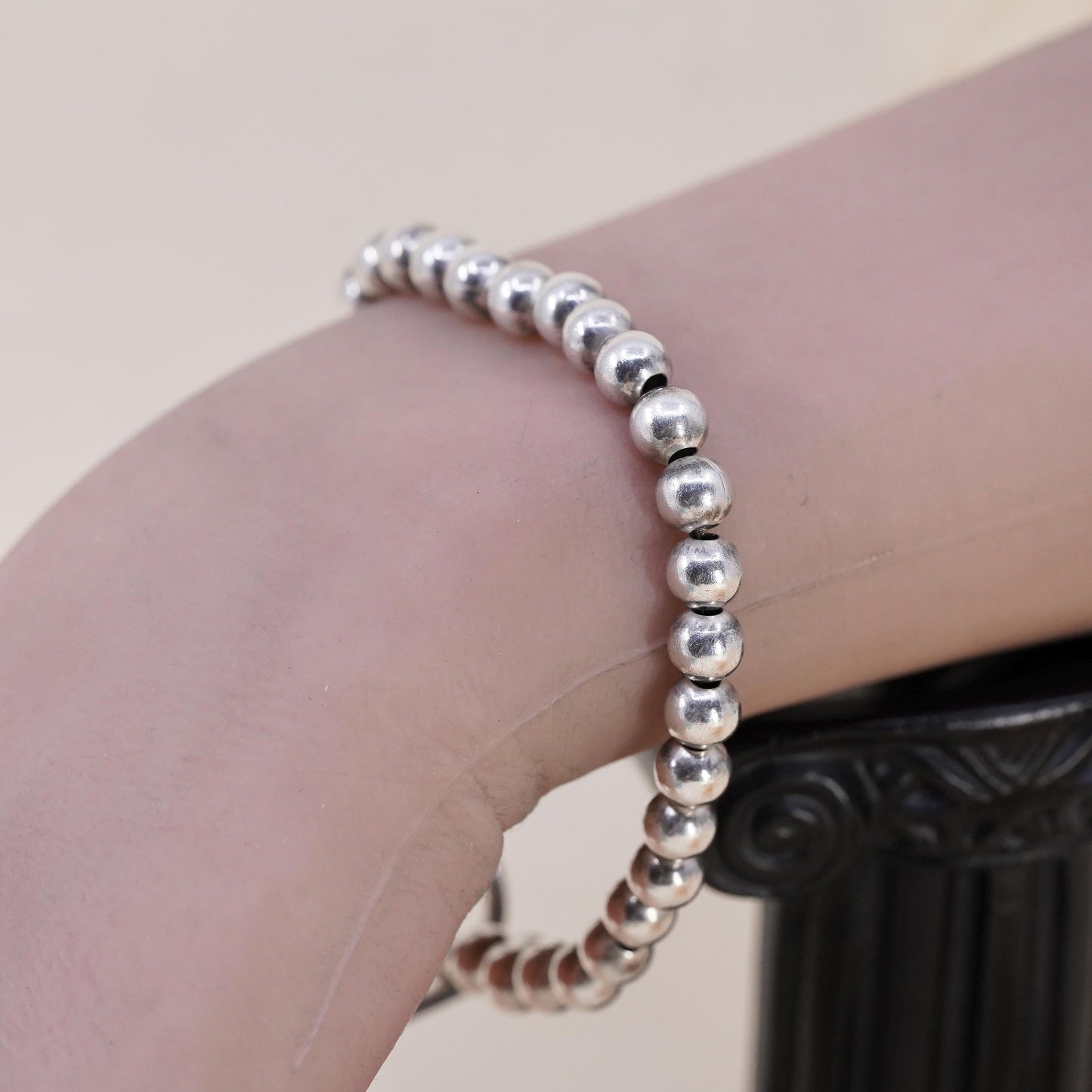 7”, Silpada 925 Sterling Silver Ball Bead Toggle Bracelet toggle closure, B0059