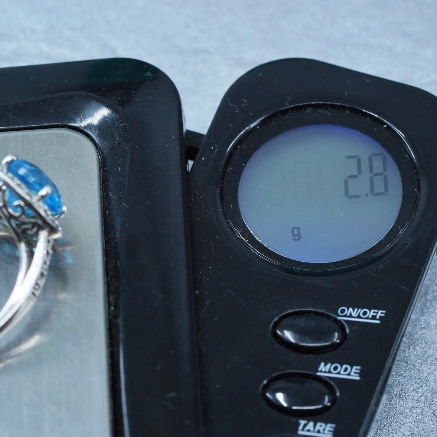 size 7, ISP Sterling Silver 925 Moissanite Diamonds HDS Helzberg Ring topaz