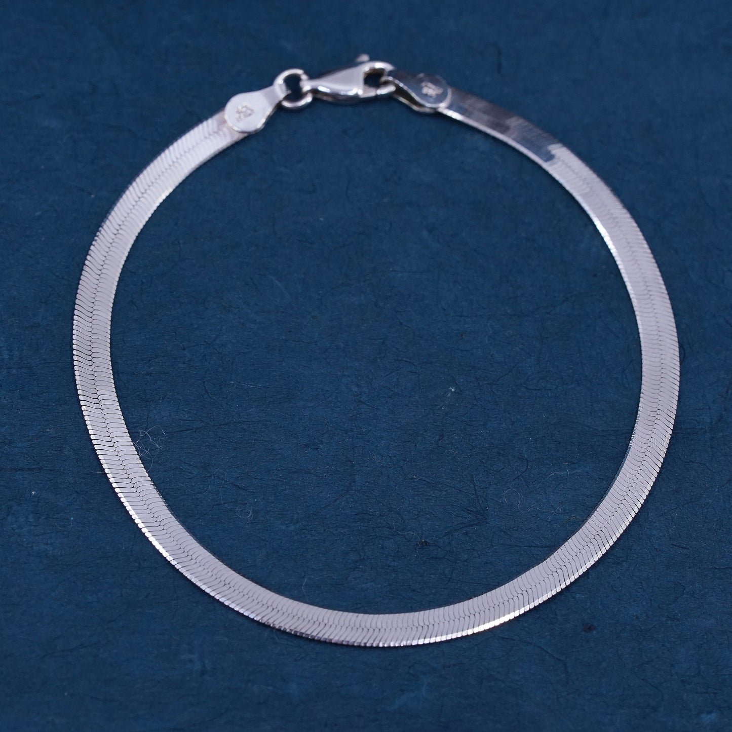 7”, 4mm, vintage Sterling silver handmade bracelet, 925 herringbone chain