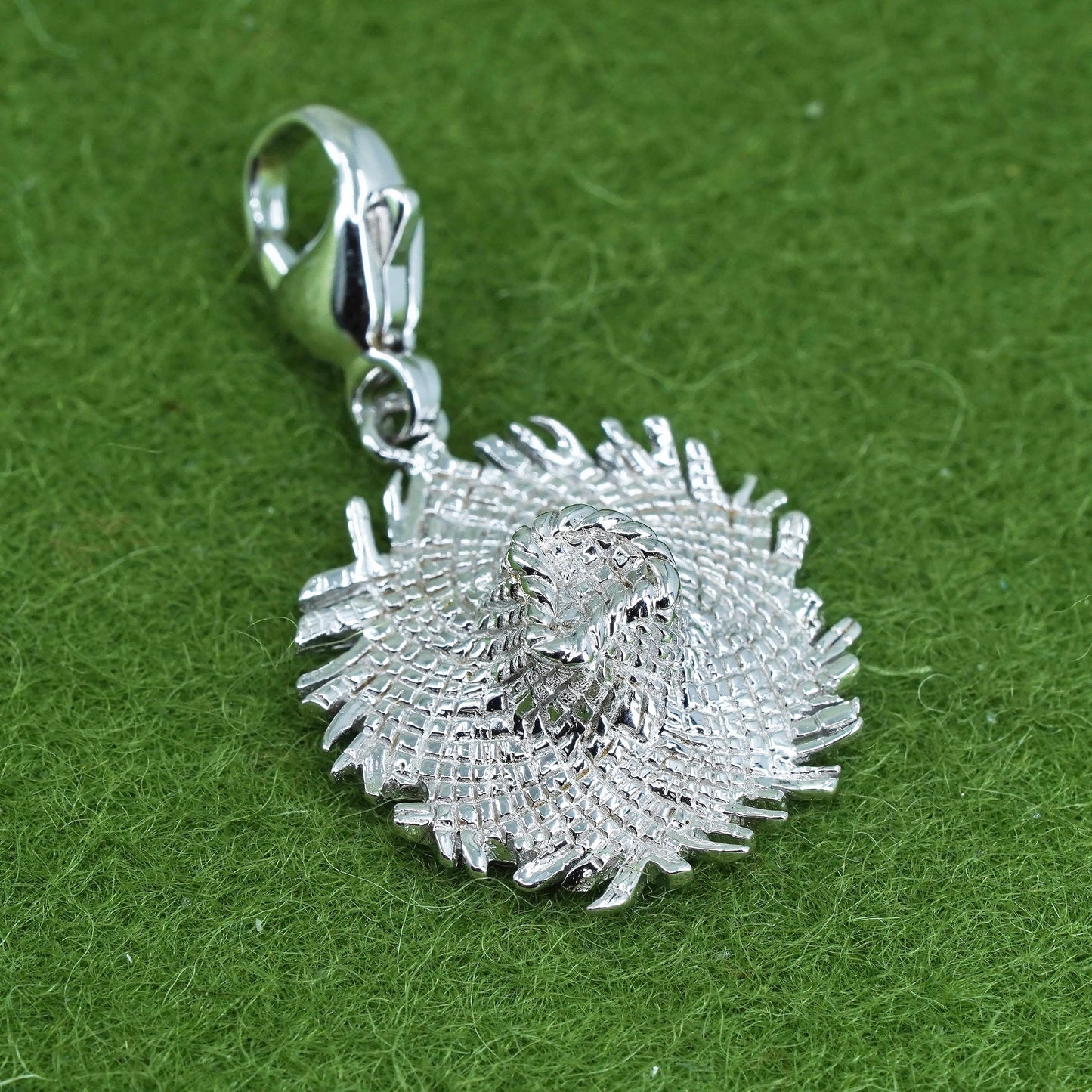 Vintage sterling silver handmade charm, 925 straw hat pendant