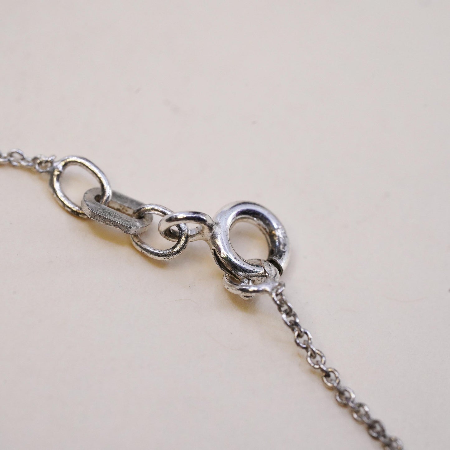 16+2”,, vintage Two Tone sterling silver necklace, 925 circle square Pendant