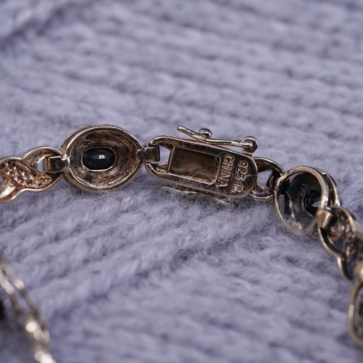 7”, vermeil gold over sterling 925 silver tennis bracelet with sapphire diamond