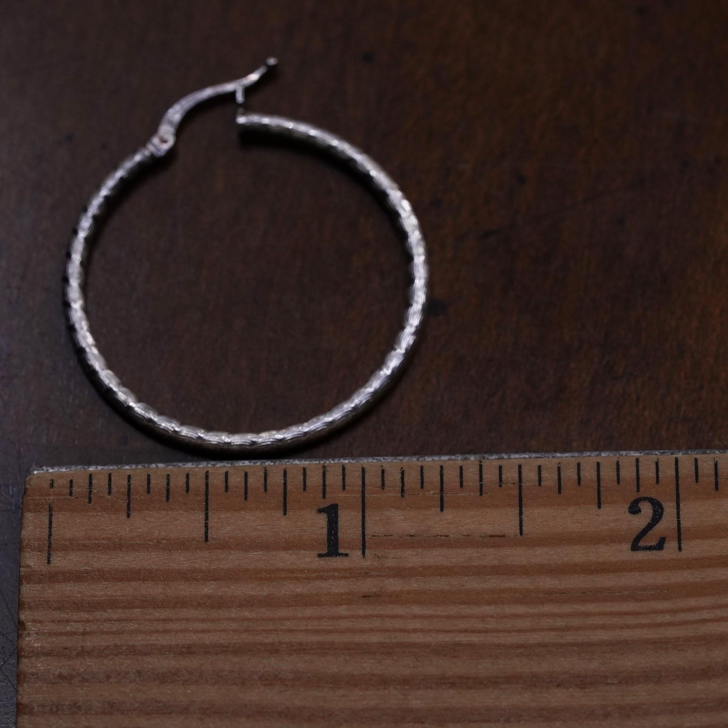 1.25", Vintage sterling silver loop single earring, textured hoop