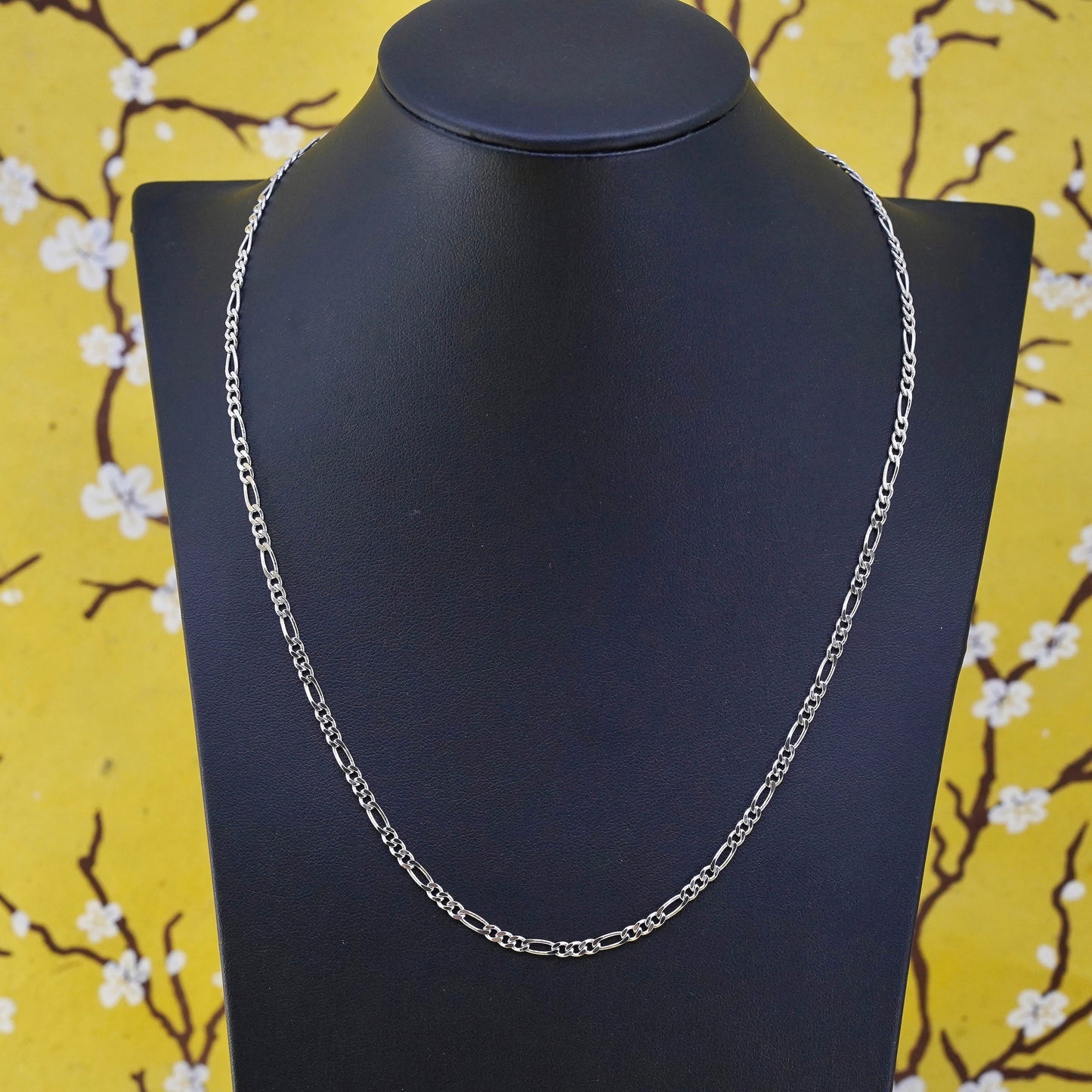 19" 3mm, vintage Sterling silver figaro chain, Italy 925 necklace