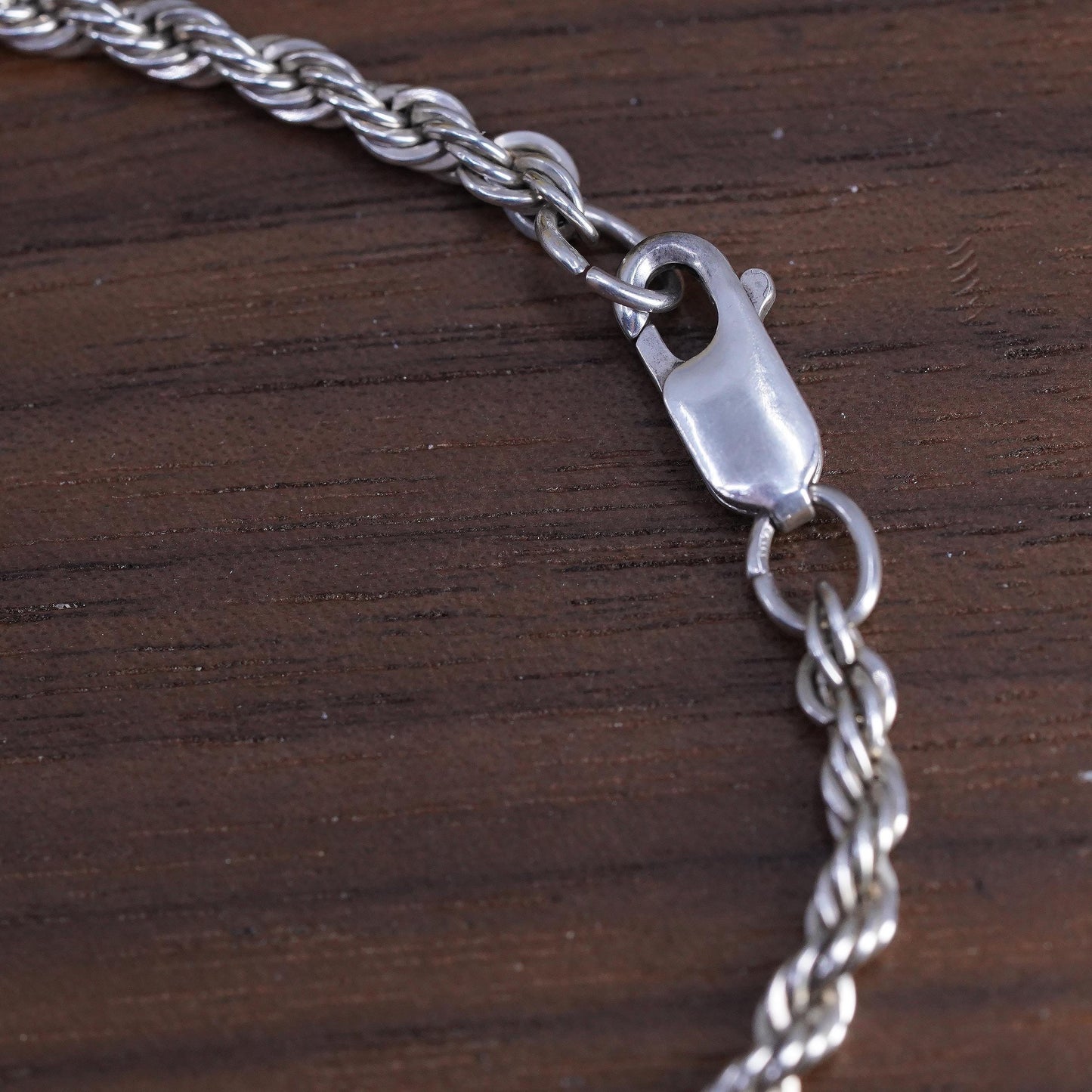 7”, 3mm, vintage Sterling silver Singapore rope bracelet, Italy 925 chain
