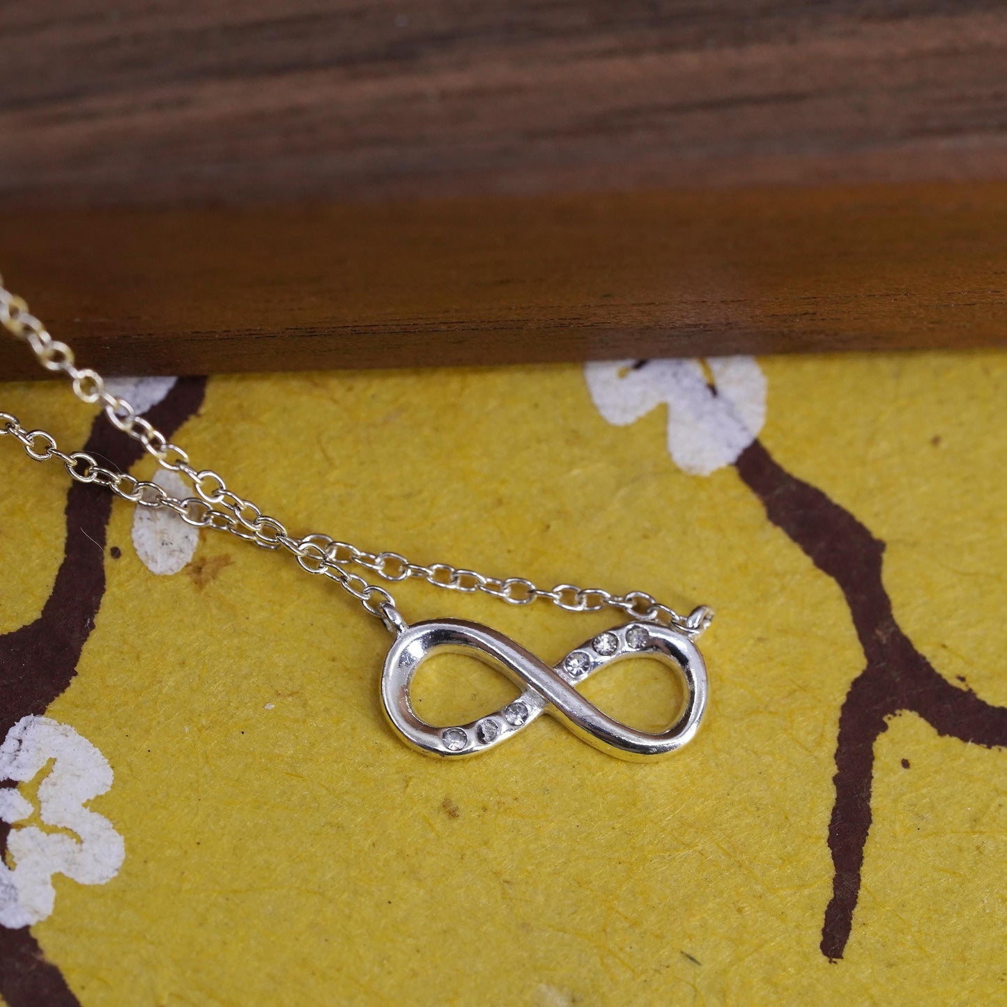 16+2”, Sterling silver necklace, 925 circle chain infinity loop cross pendant