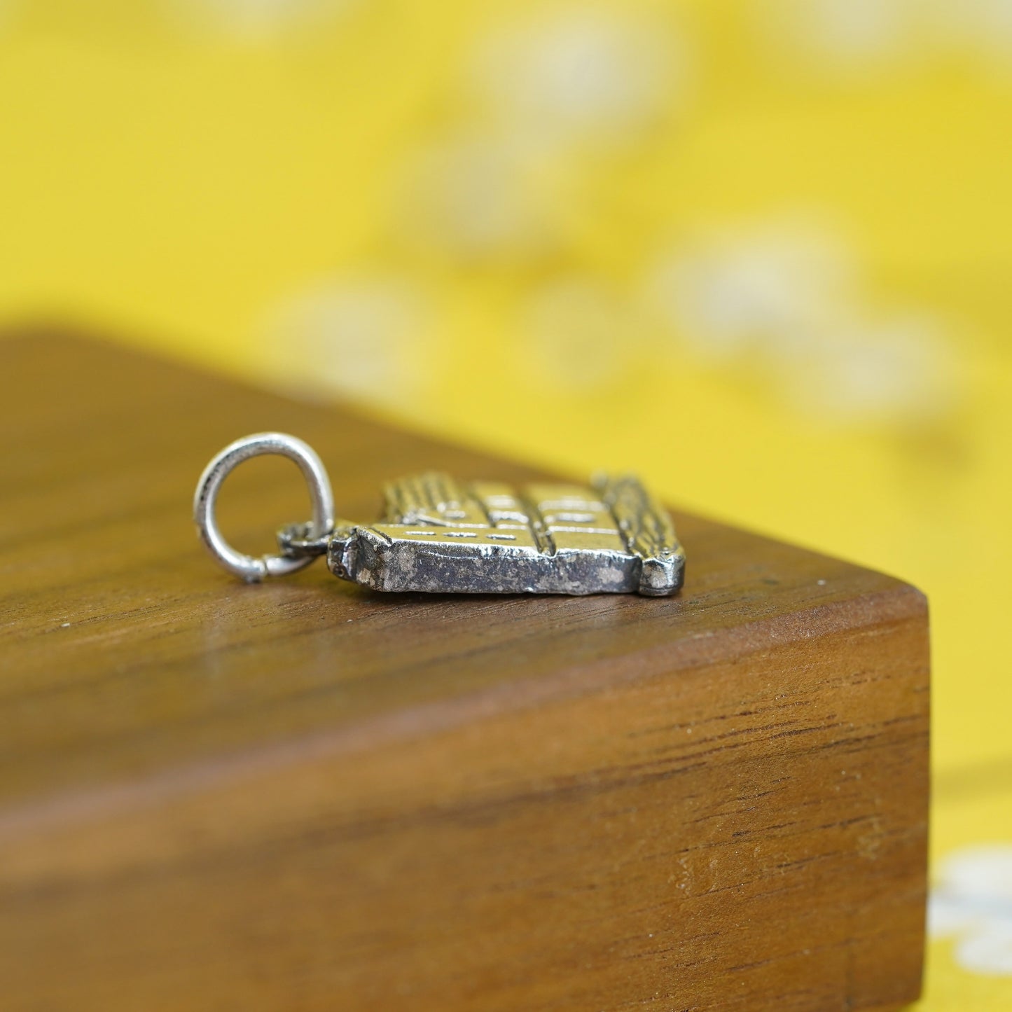 Vintage Sterling 925 silver handmade house pendant charm