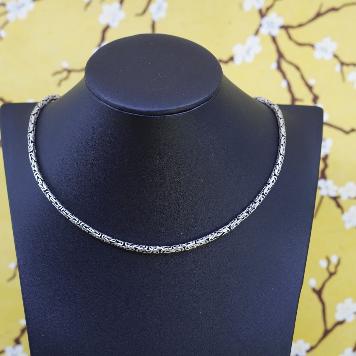 17” VTG sterling silver 925 Bali birdcage Byzantine chain, men’s necklace