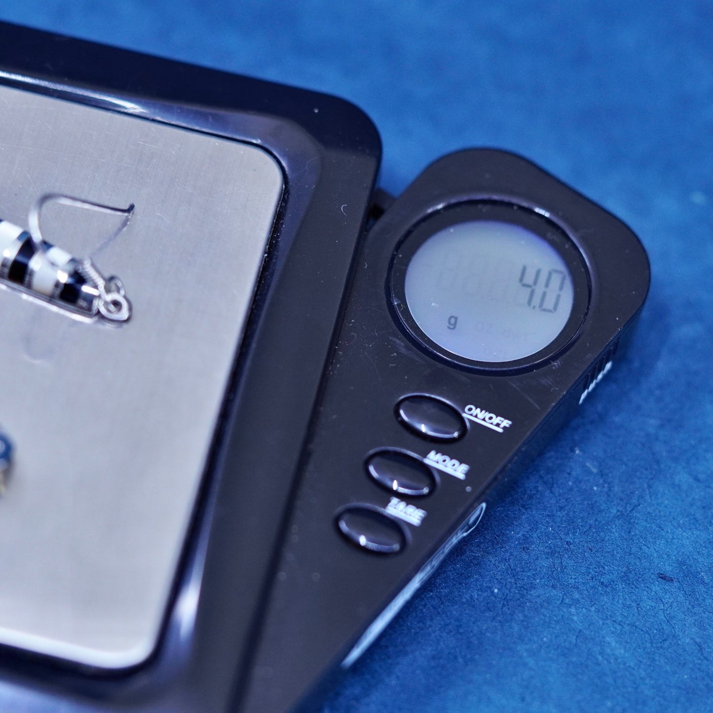 Vintage Sterling silver earrings, 925 teardrop drops with mother of pearl inlay