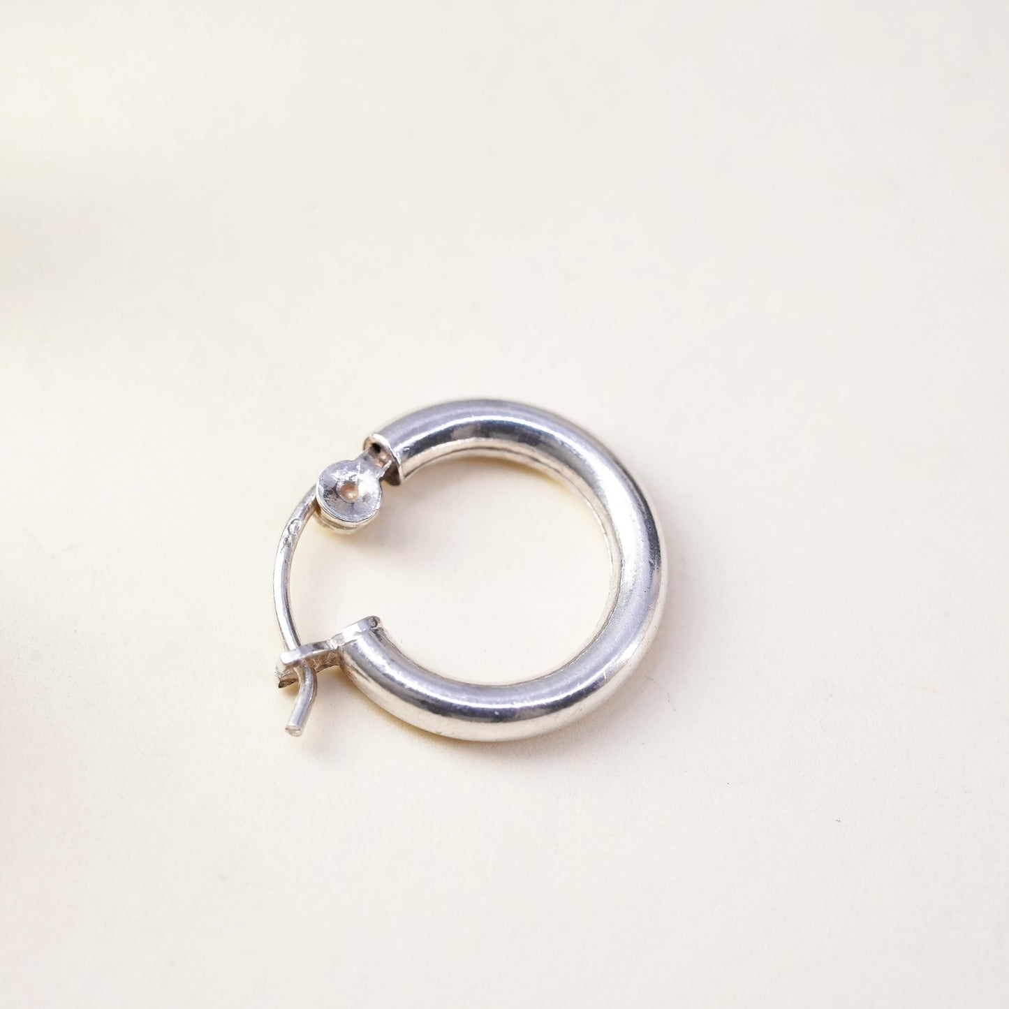 0.5", Vintage sterling silver loop single earring, minimalist primitive hoop