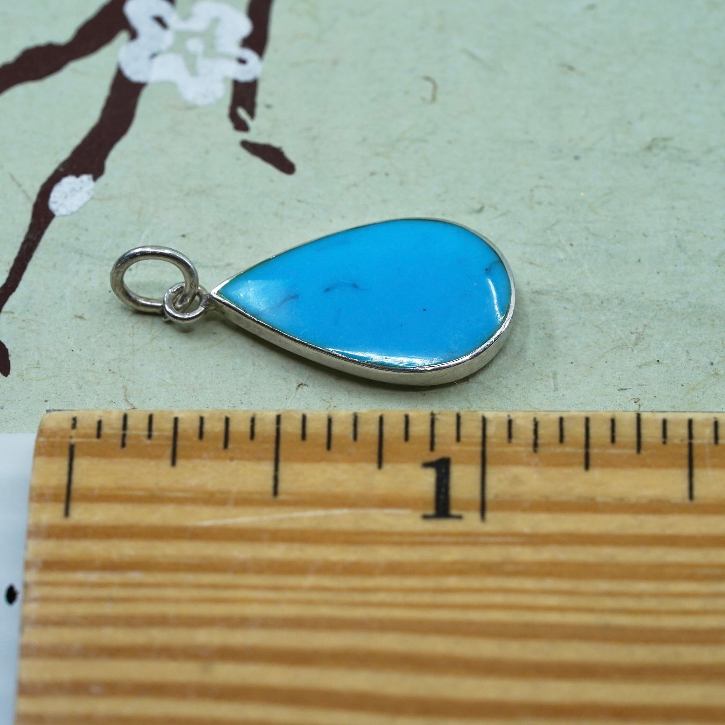 Native American sterling silver 925 teardrop with turquoise