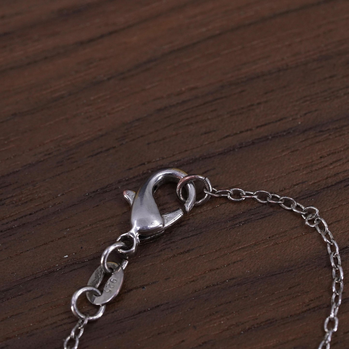 18”, vintage Sterling silver necklace, 925 circle chain double heart pendant