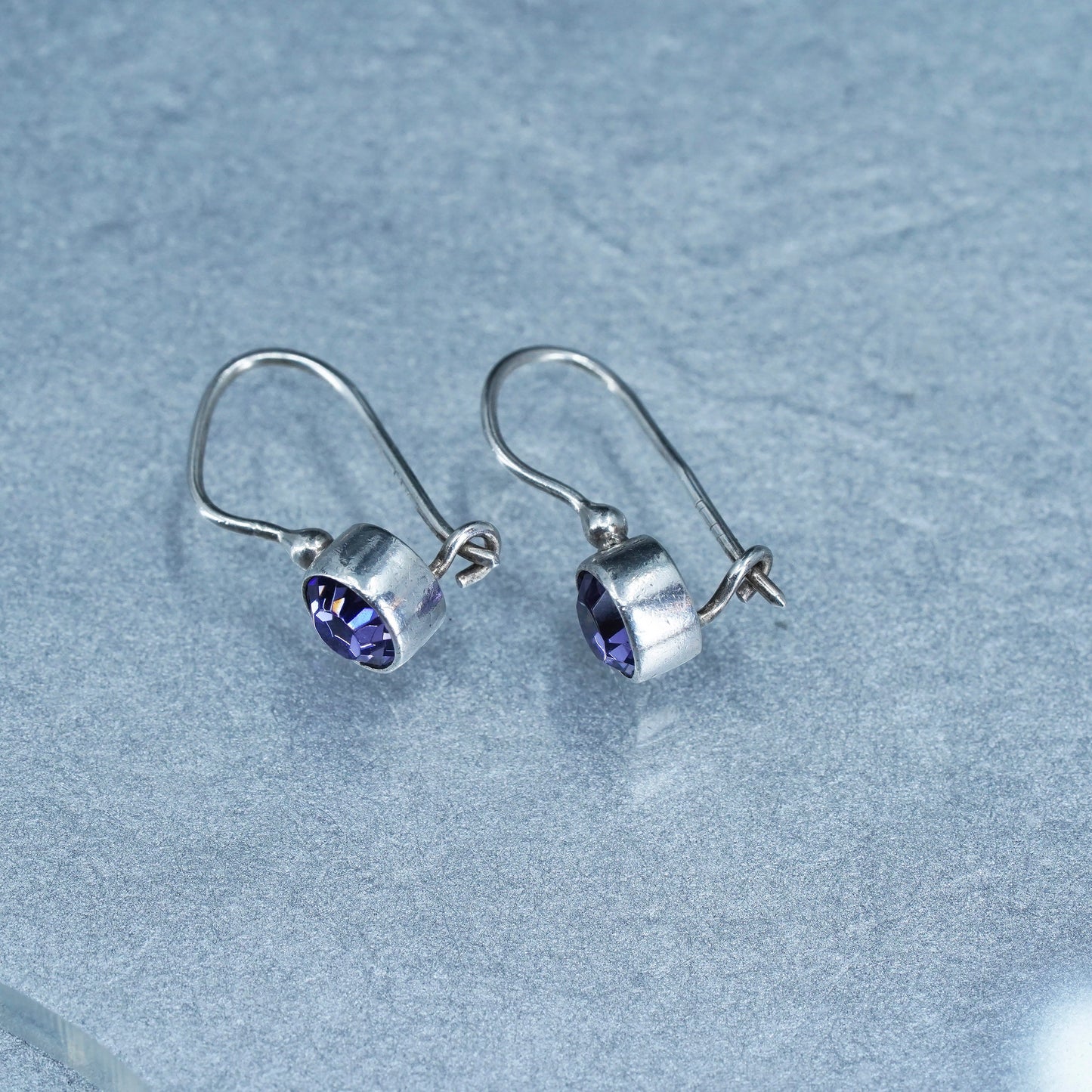 Vintage Sterling 925 silver earrings with amethyst beads
