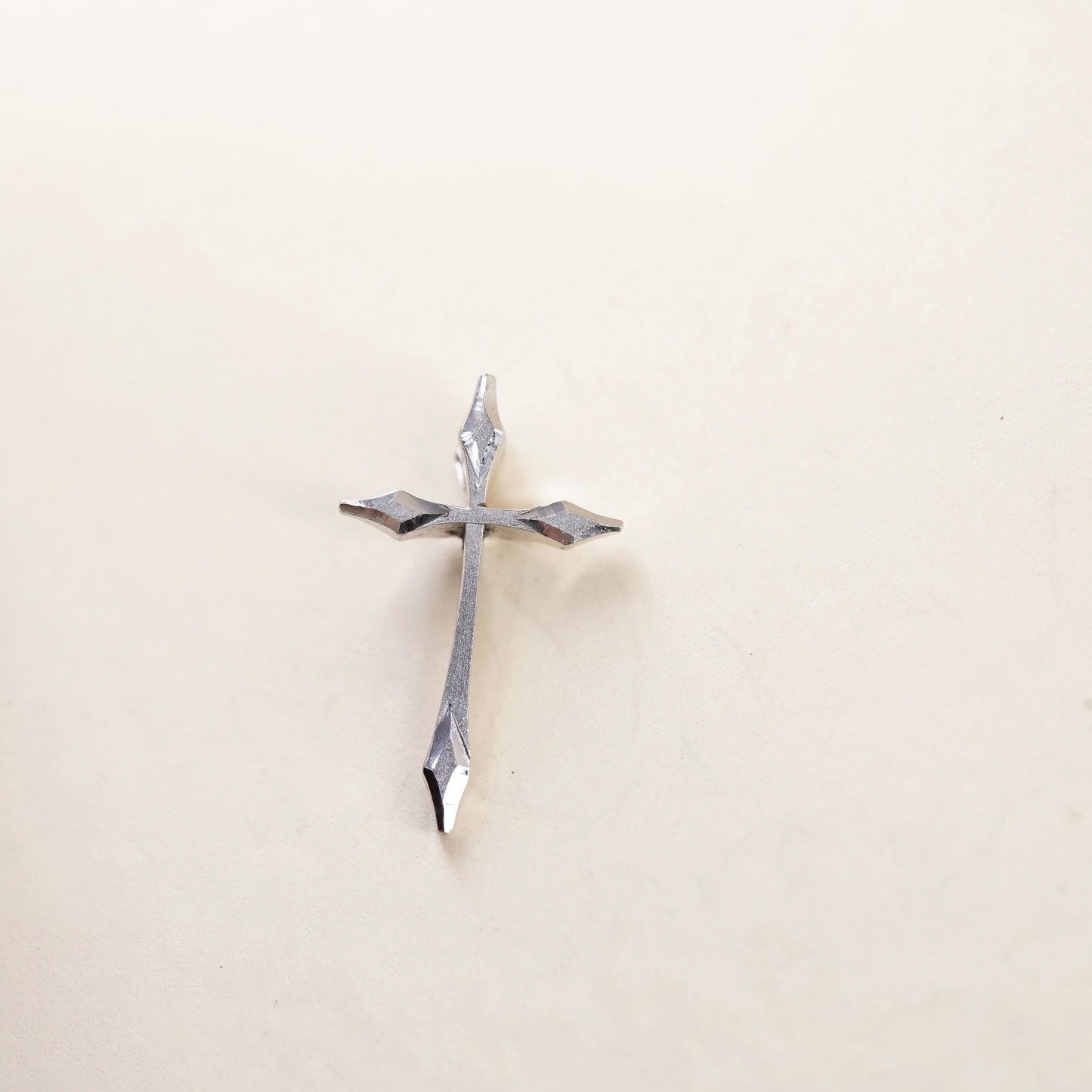Vintage handmade Sterling silver small pendant, 925 cross charm