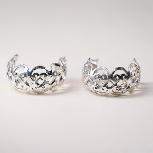 0.75", Vintage sterling 925 silver studs, filigree 925 huggie earrings
