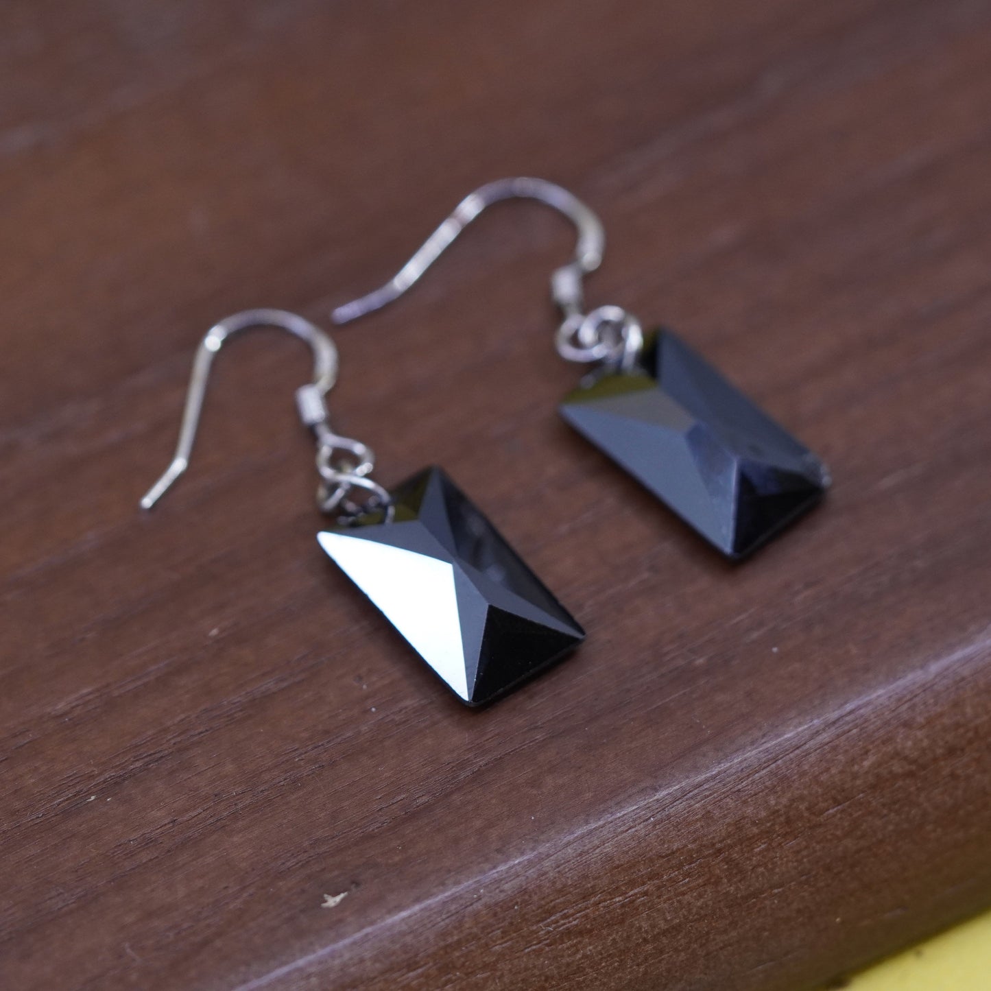 Vintage Sterling 925 silver handmade earrings with oval smoky topaz