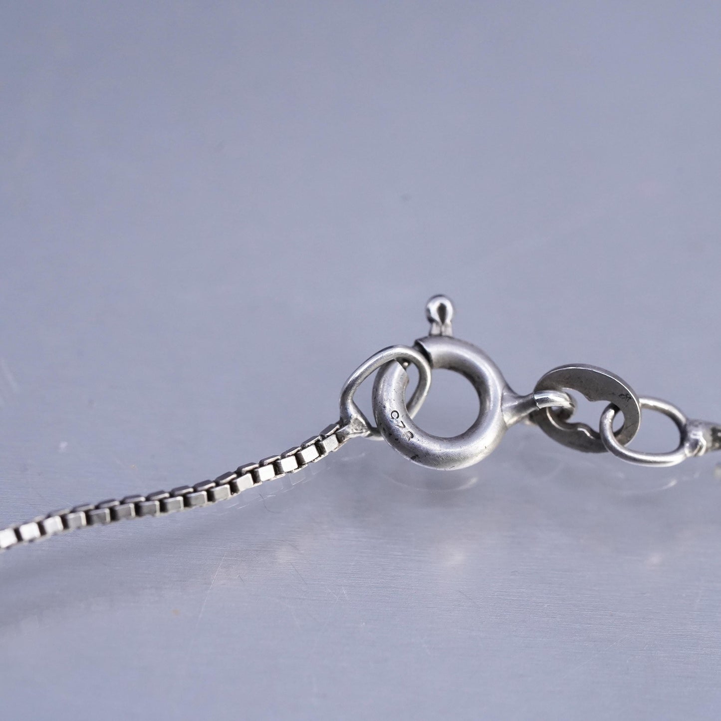 32" 1mm, vintage Italian Sterling 925 silver long box chain necklace