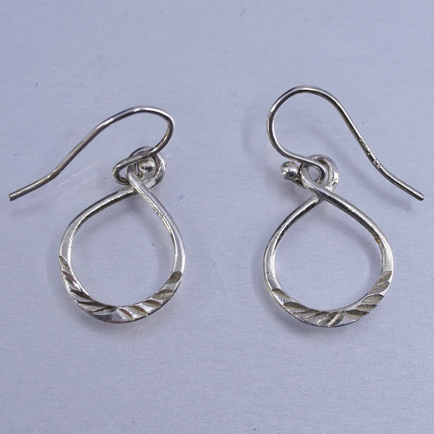 Vintage Sterling 925 silver textured teardrop earrings