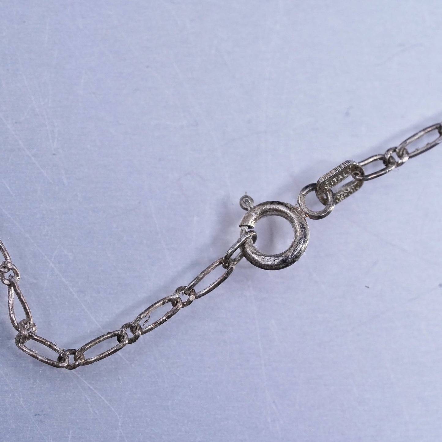18", Vintage Sterling handmade necklace, 925 Silver beads W/ blue Crystal Beads