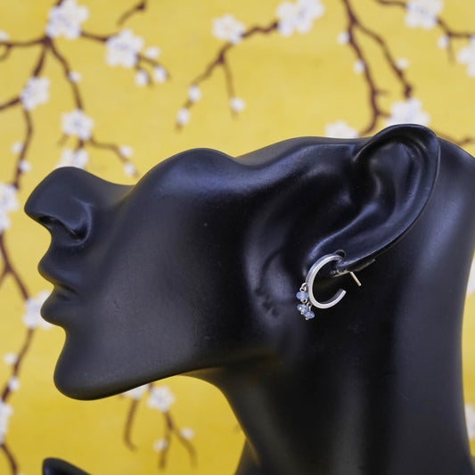 0.5", Canadian Sterling silver earrings, 925 huggie hoop studs topaz beads