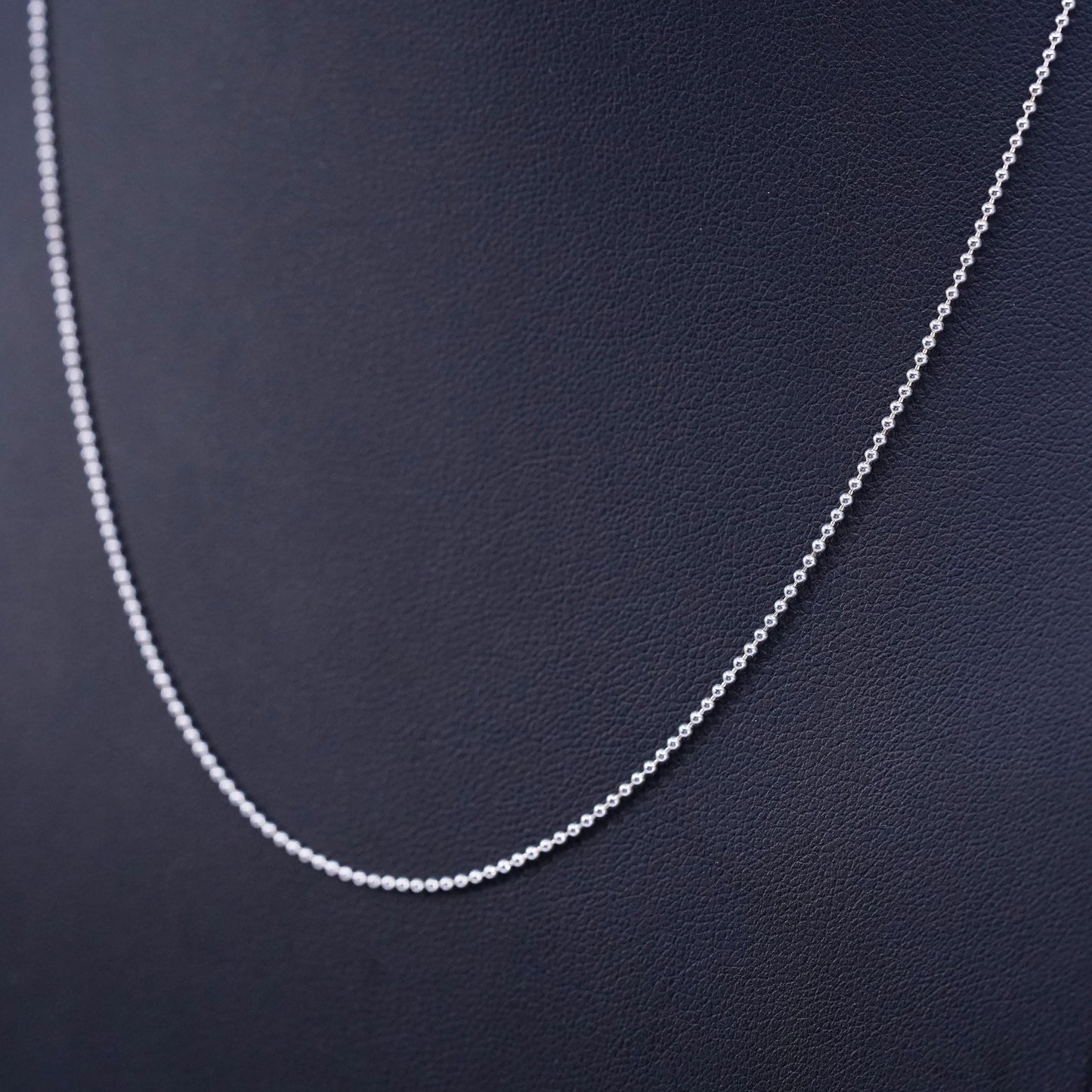 18” 1mm, vintage Italy Sterling 925 silver bead chain necklace