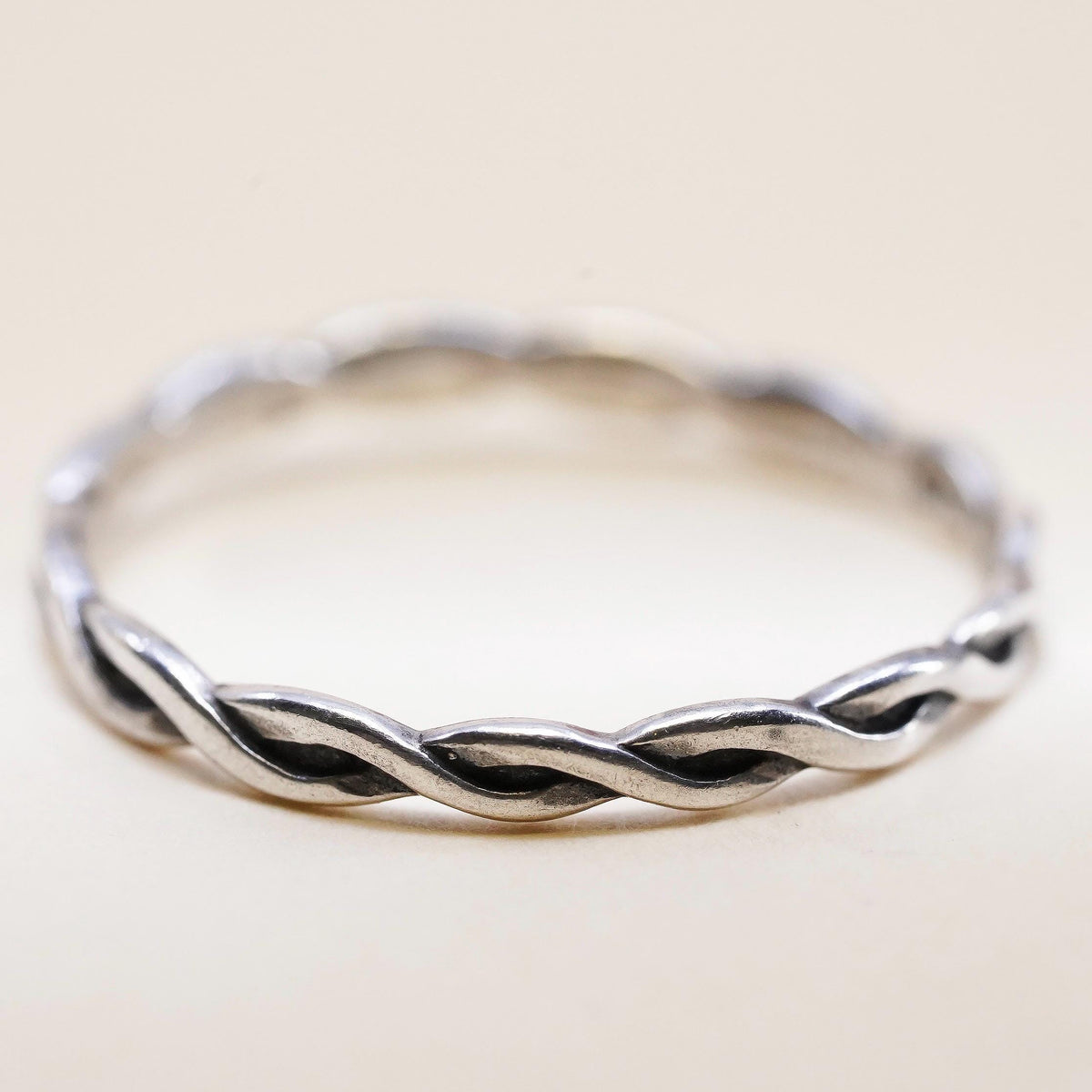 Size 9, Vintage Shube southwestern sterling silver ring, woven pattern 925 band