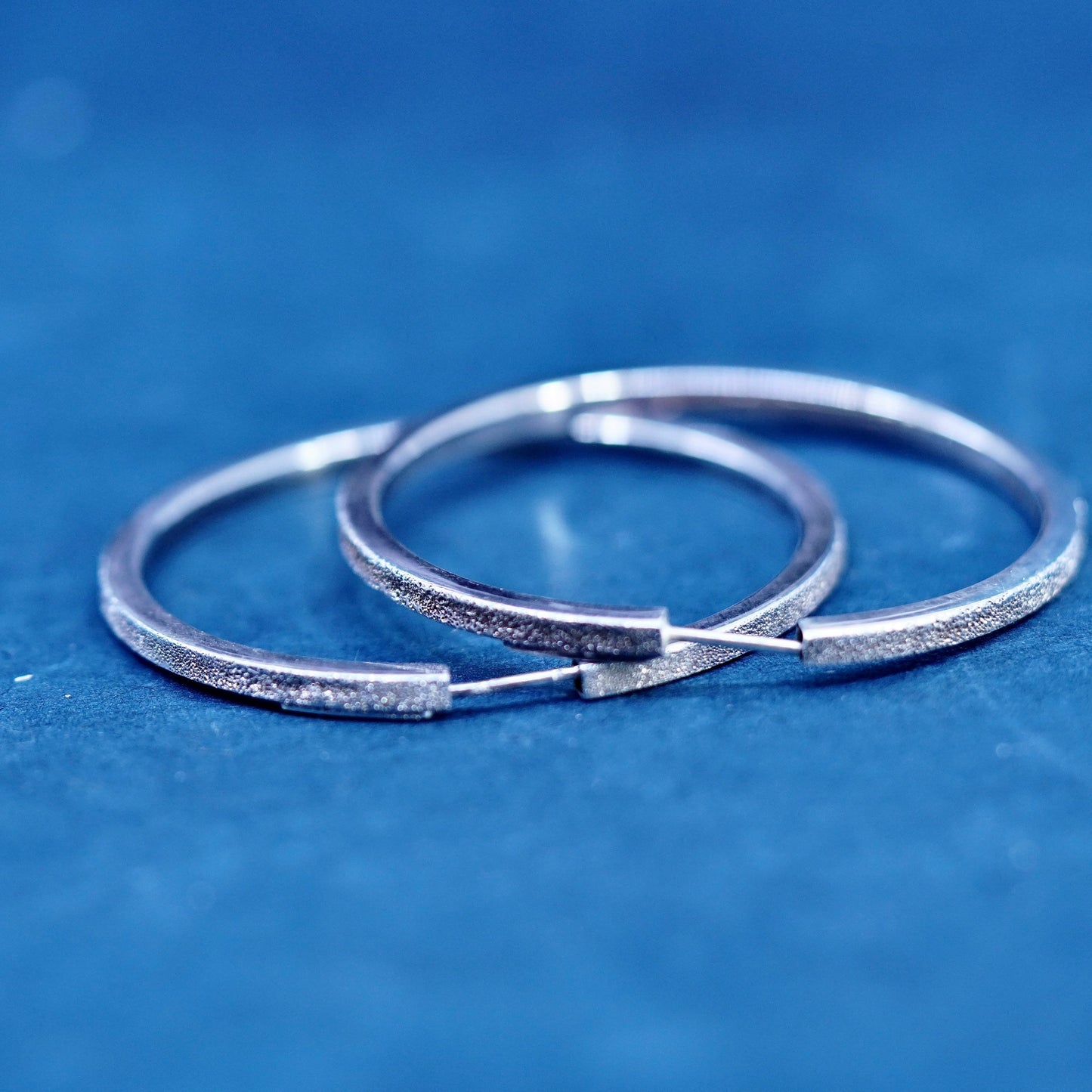1.75”, vintage Sterling silver handmade hoop earrings, 925 huggie