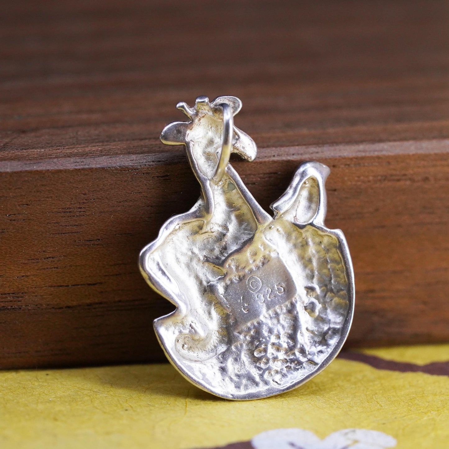 Vintage Sterling silver Handmade pendant, 925 Noah’s ark charm elephant giraffe