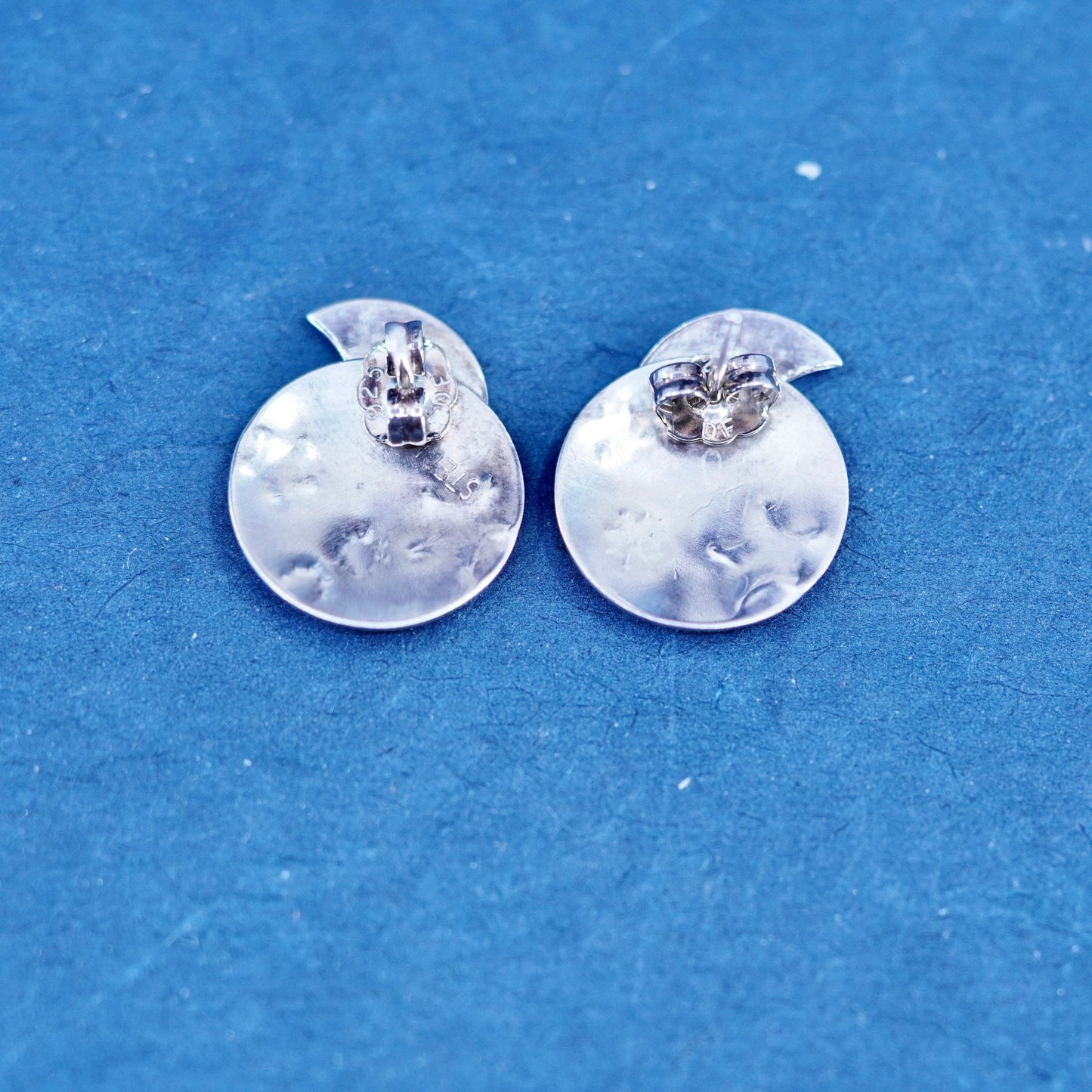 Native American southwestern Sterling silver earrings, 925 star moon studs