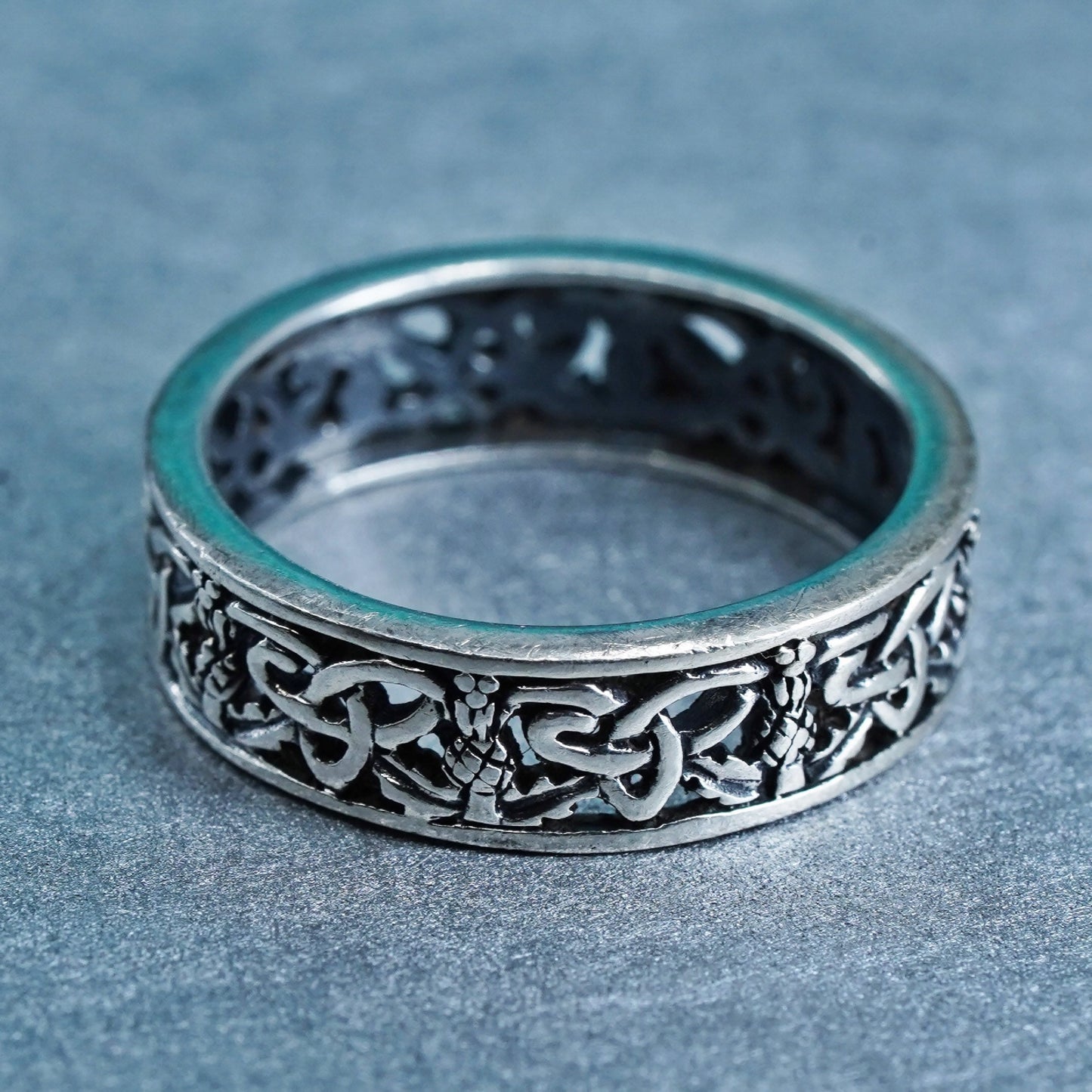 Size 6.75, vintage Sterling 925 silver handmade ring, filigree band
