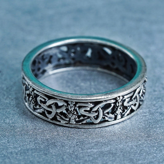 Size 6.75, vintage Sterling 925 silver handmade ring, filigree band