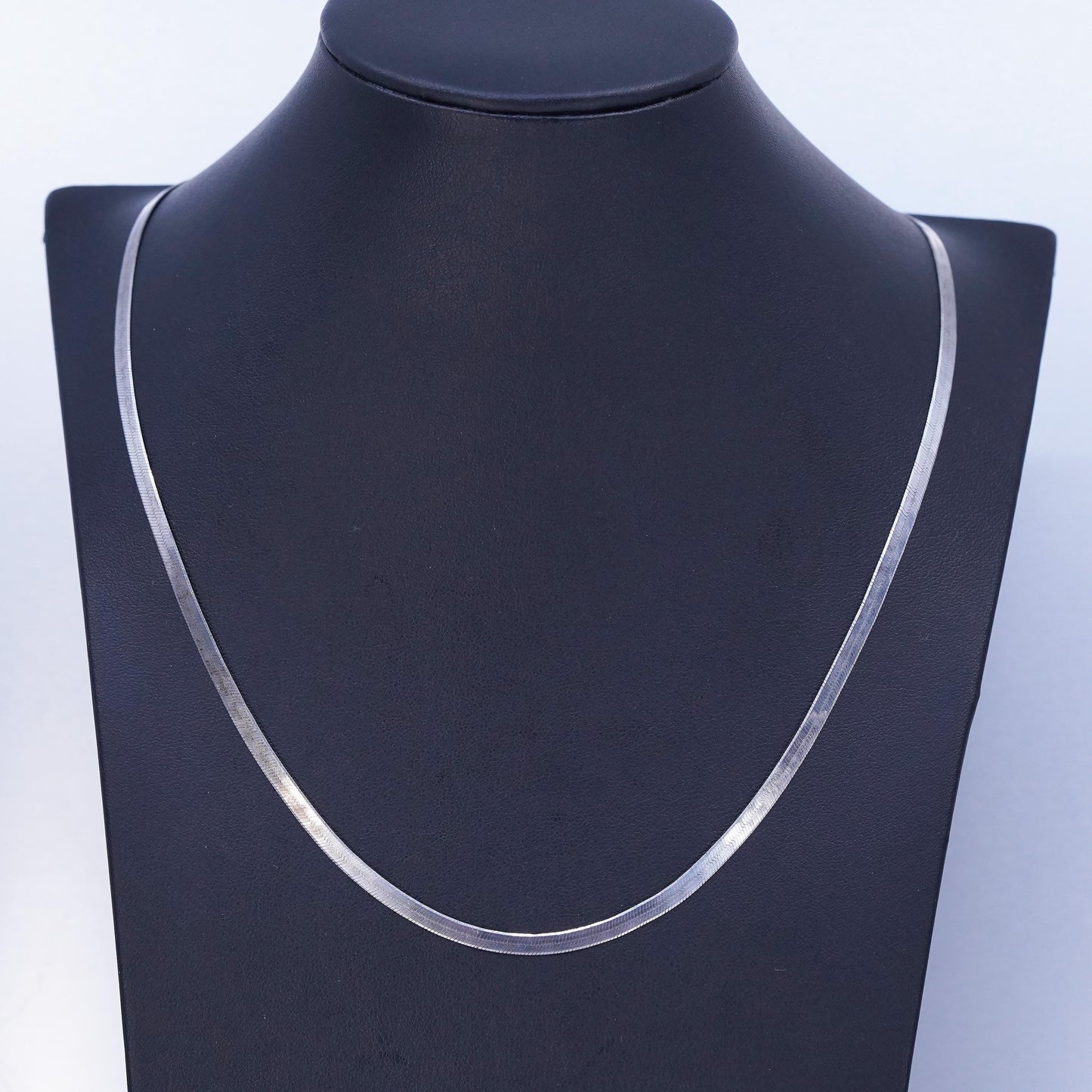 20” 3mm, vintage Italian Sterling 925 silver herringbone chain necklace